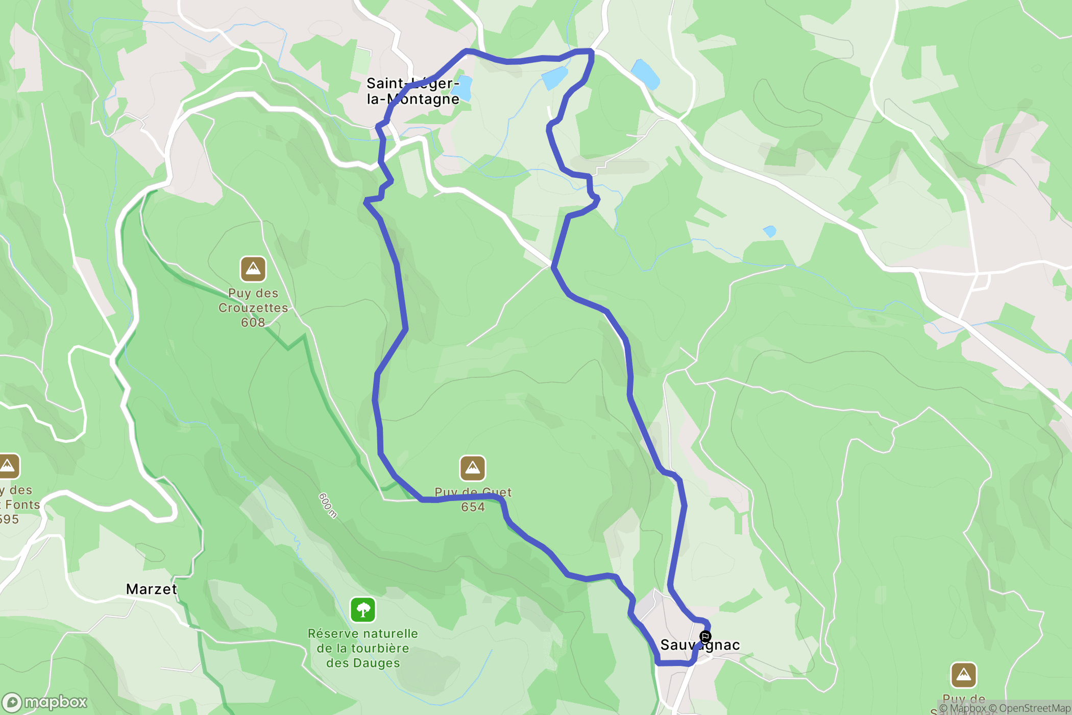 Saint-Léger-la-Montagne : carte du parcours de randonnée - France