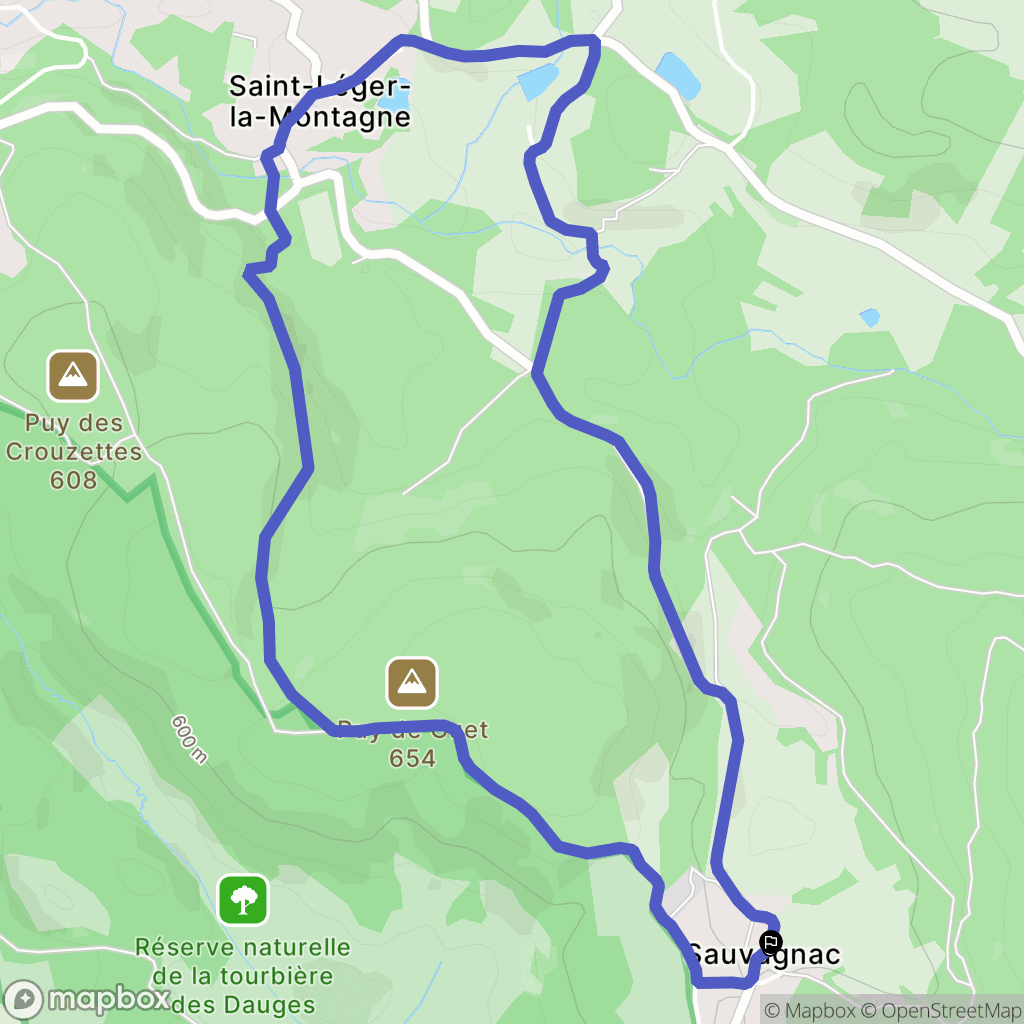 Saint-Léger-la-Montagne : carte du parcours de randonnée - France