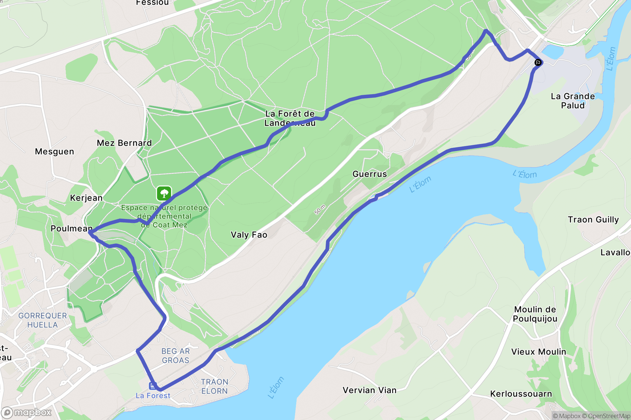 La Forest-Landerneau : carte du parcours de randonnée - France