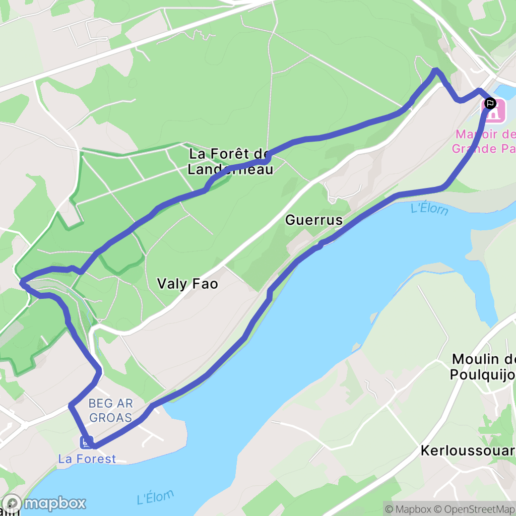La Forest-Landerneau : carte du parcours de randonnée - France