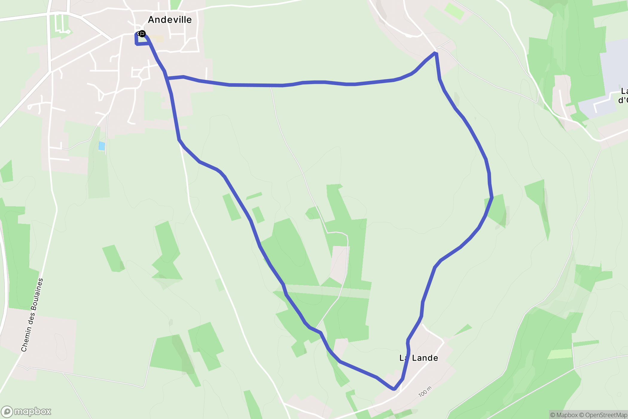 Andeville : carte du parcours de randonnée - France