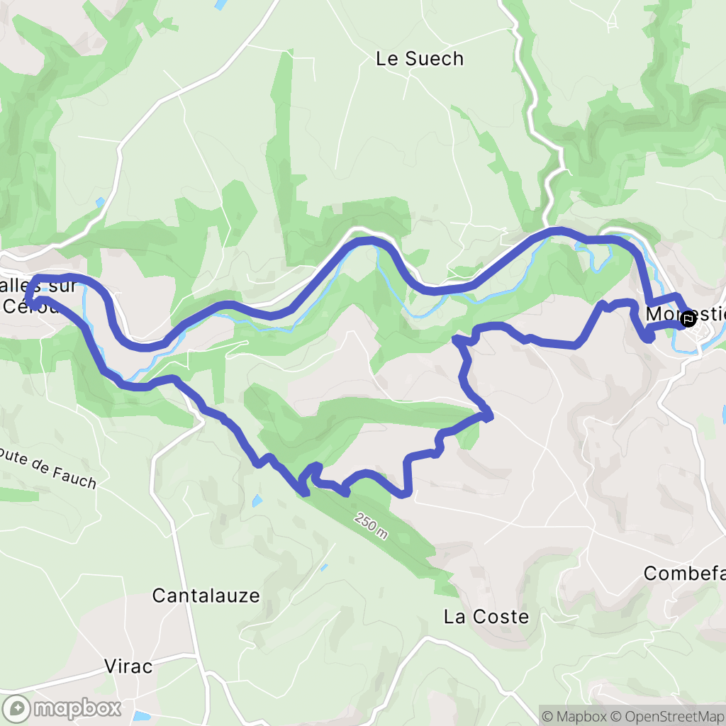 Monestiés : carte du parcours de randonnée - France