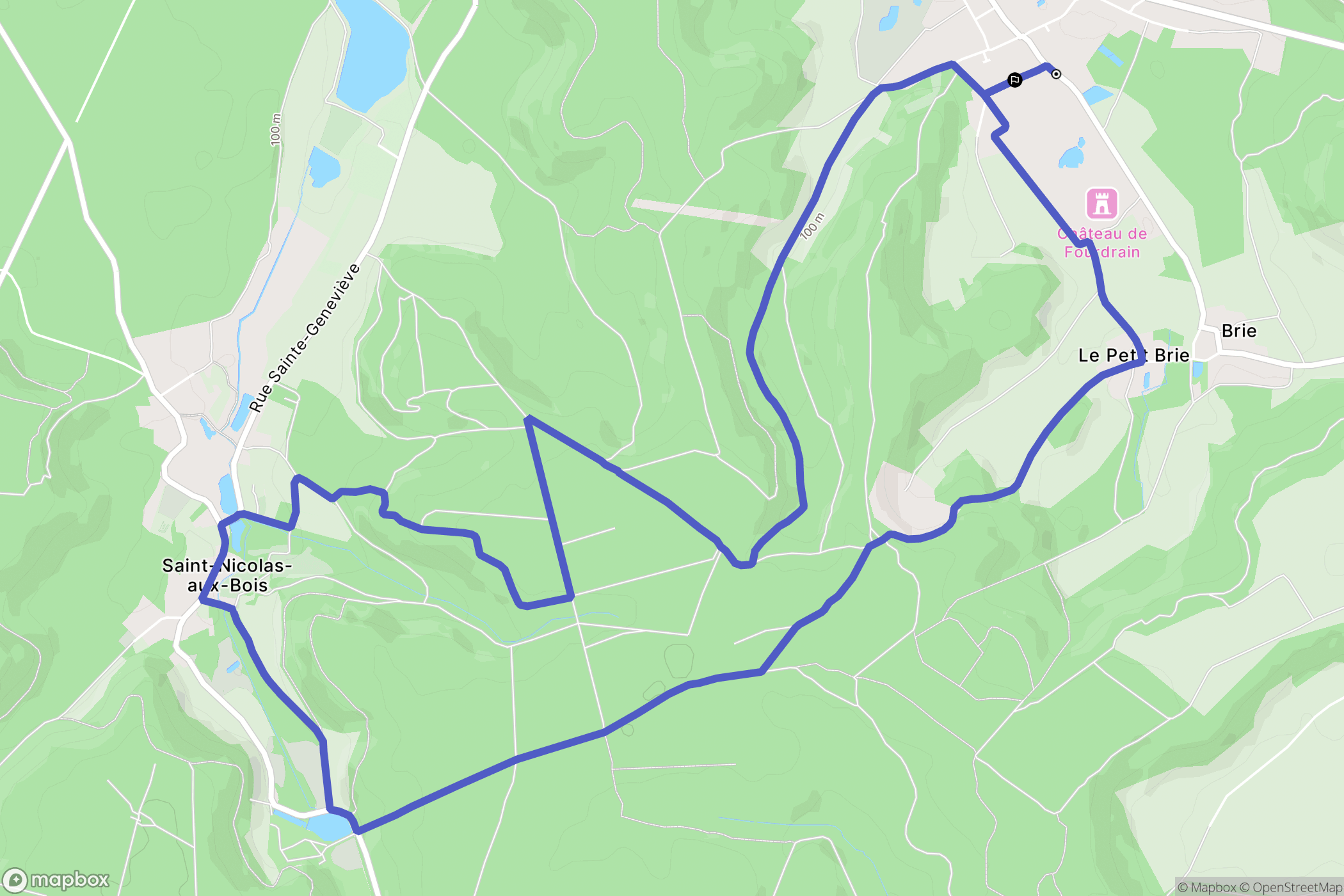 Fourdrain : carte du parcours de randonnée - France