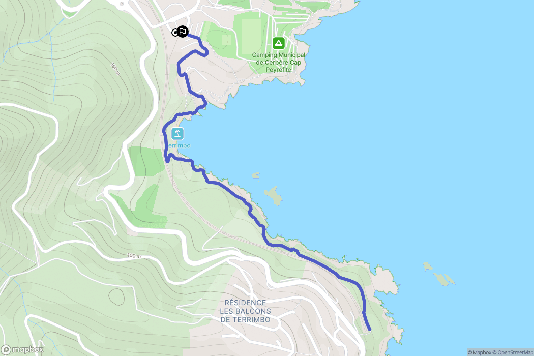 Cerbère : carte du parcours de randonnée - France