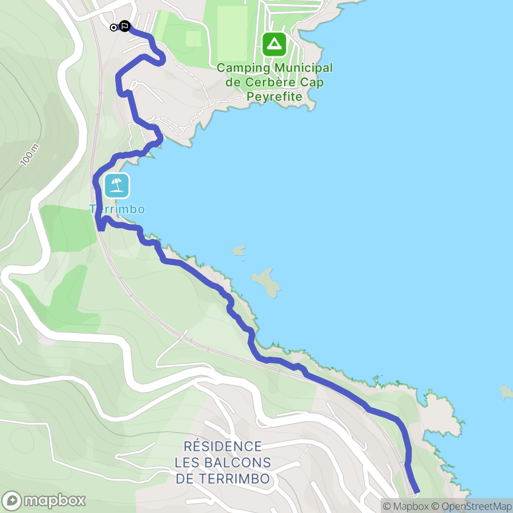Cerbère : carte du parcours de randonnée - France