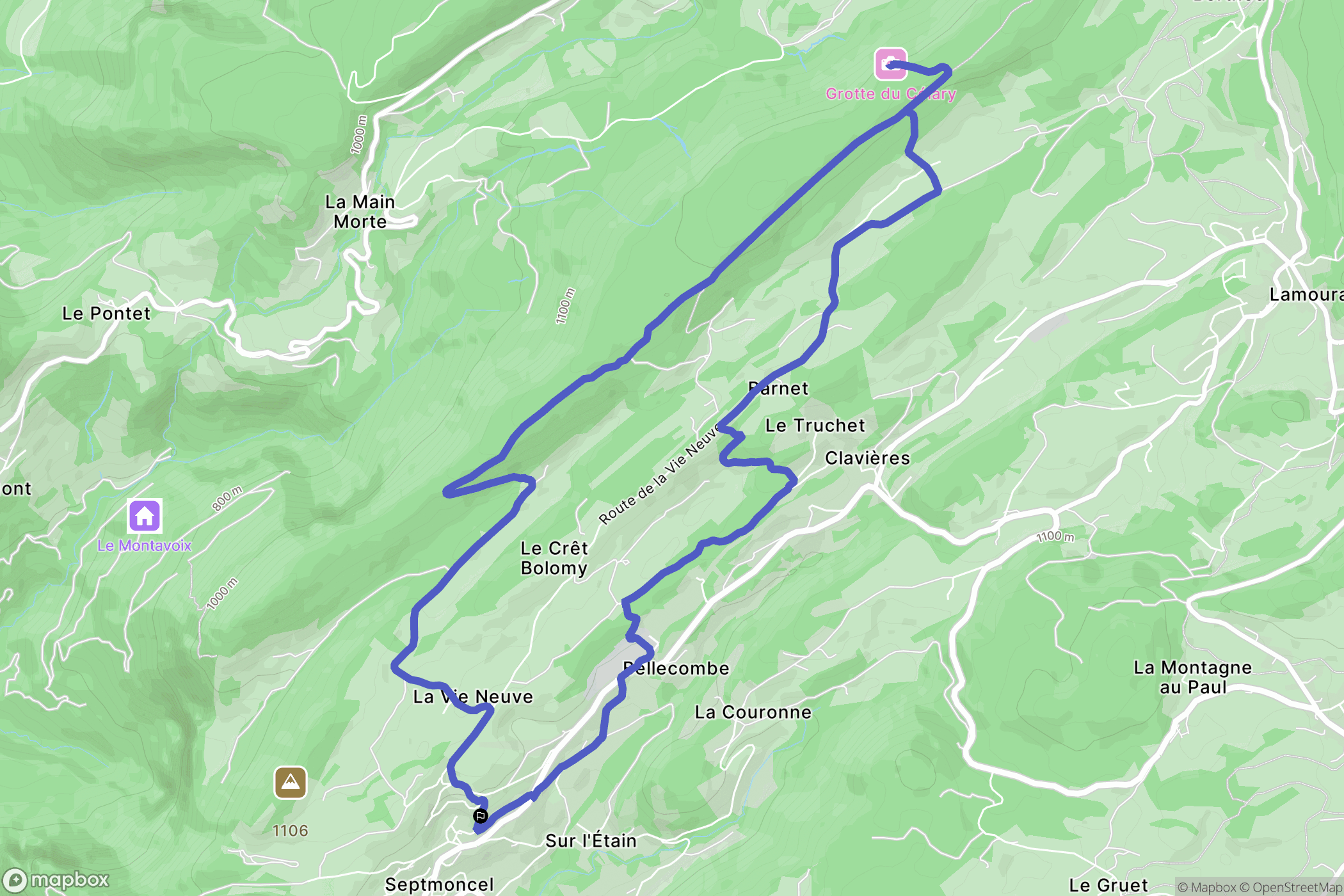 Septmoncel les Molunes : carte du parcours de randonnée - France