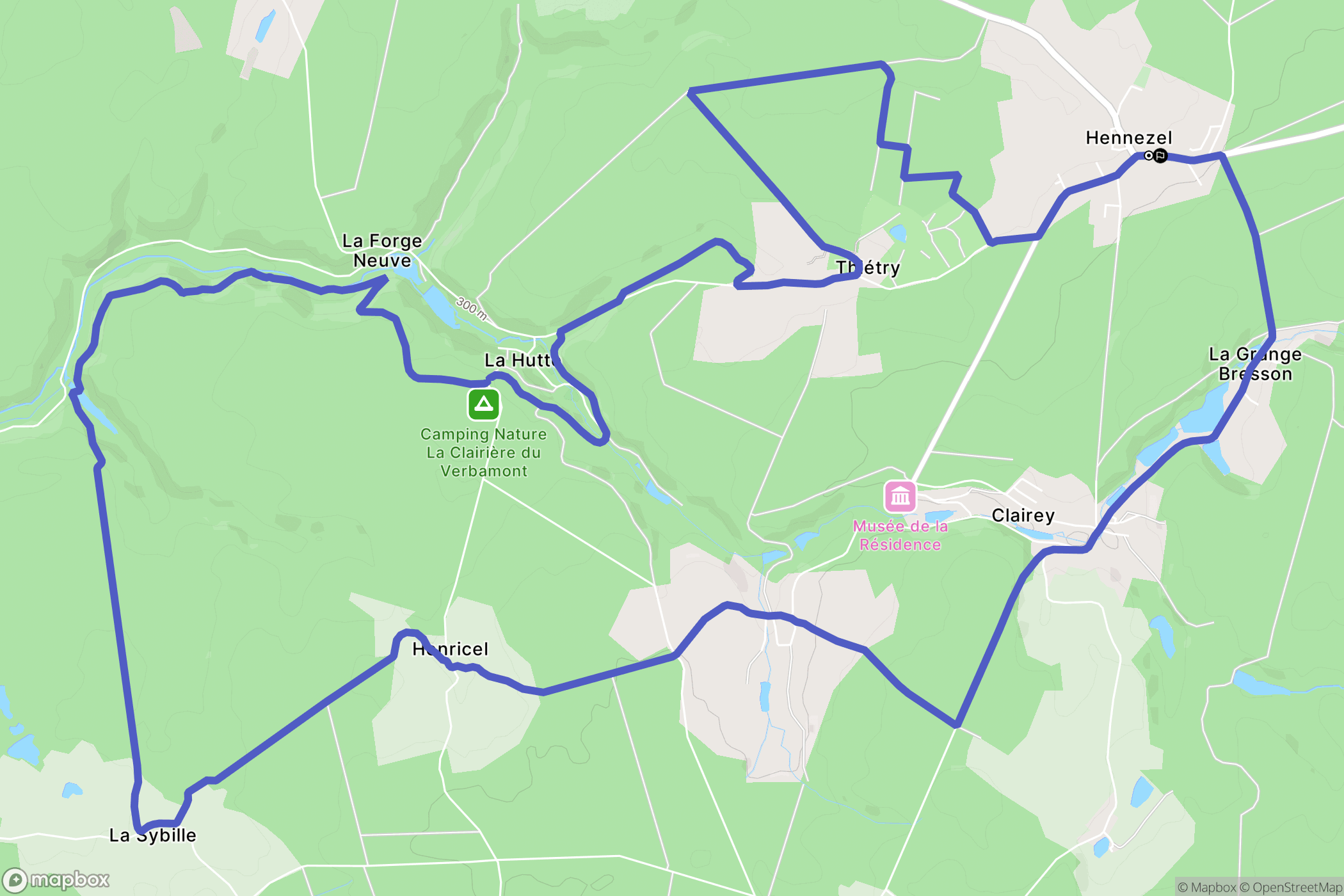 Hennezel : carte du parcours de randonnée - France
