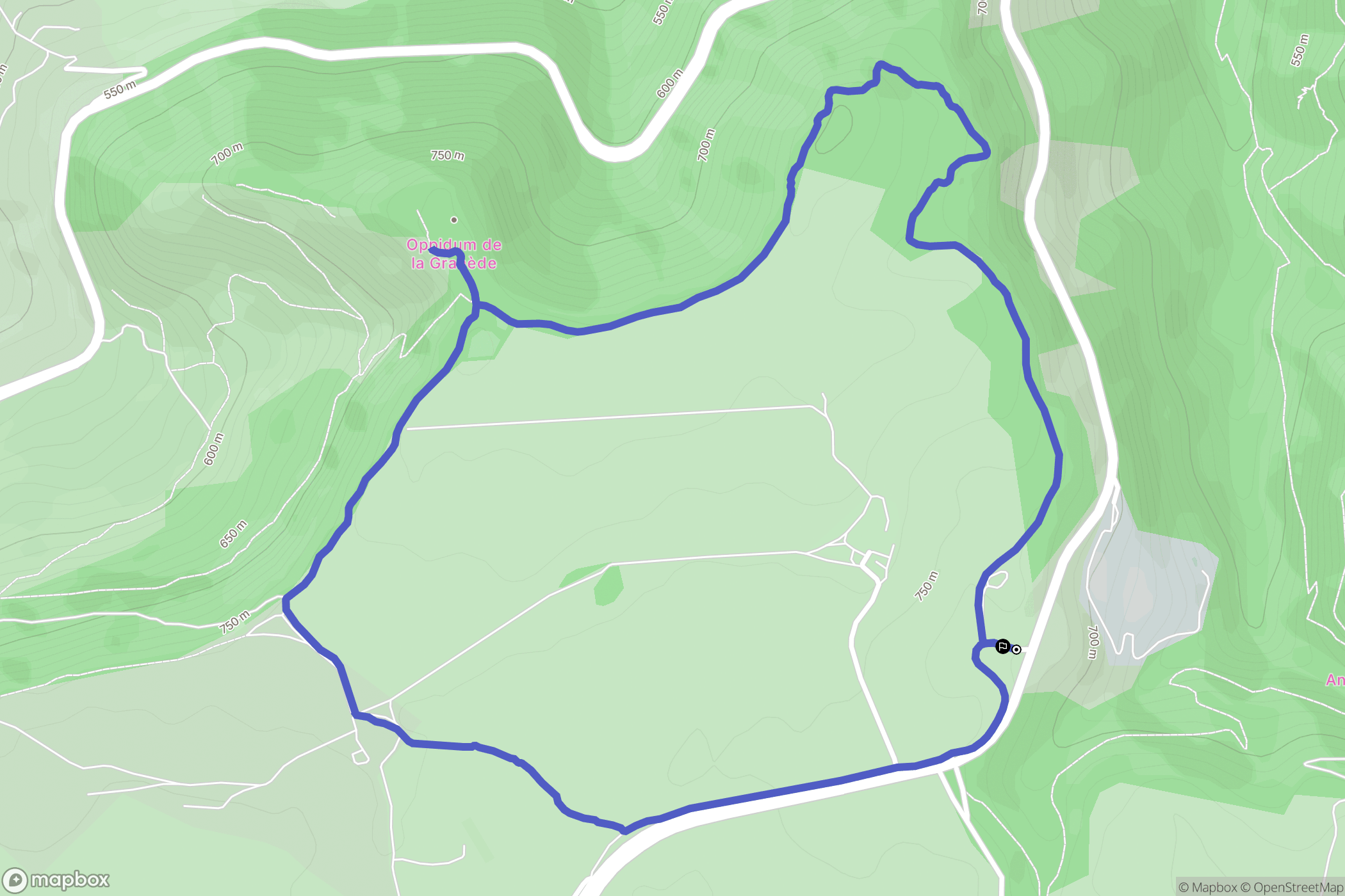 Millau : carte du parcours de randonnée - France