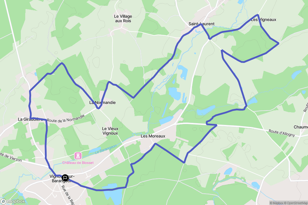 Vignoux-sur-Barangeon : carte du parcours de randonnée - France