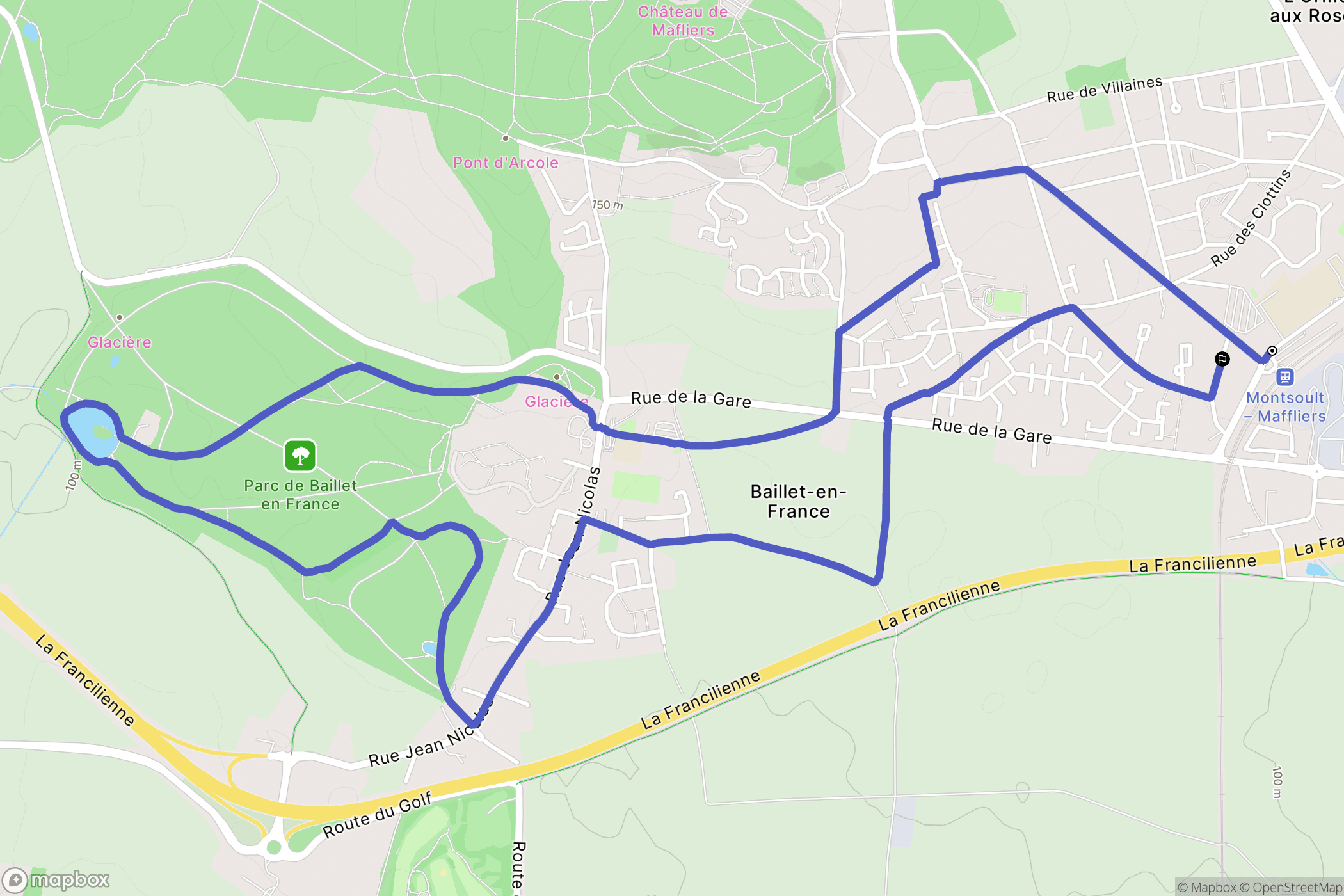 Montsoult : carte du parcours de randonnée - France