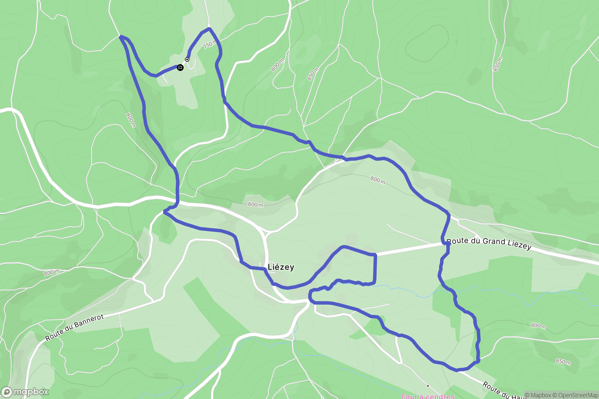 Liézey : carte du parcours de randonnée - France