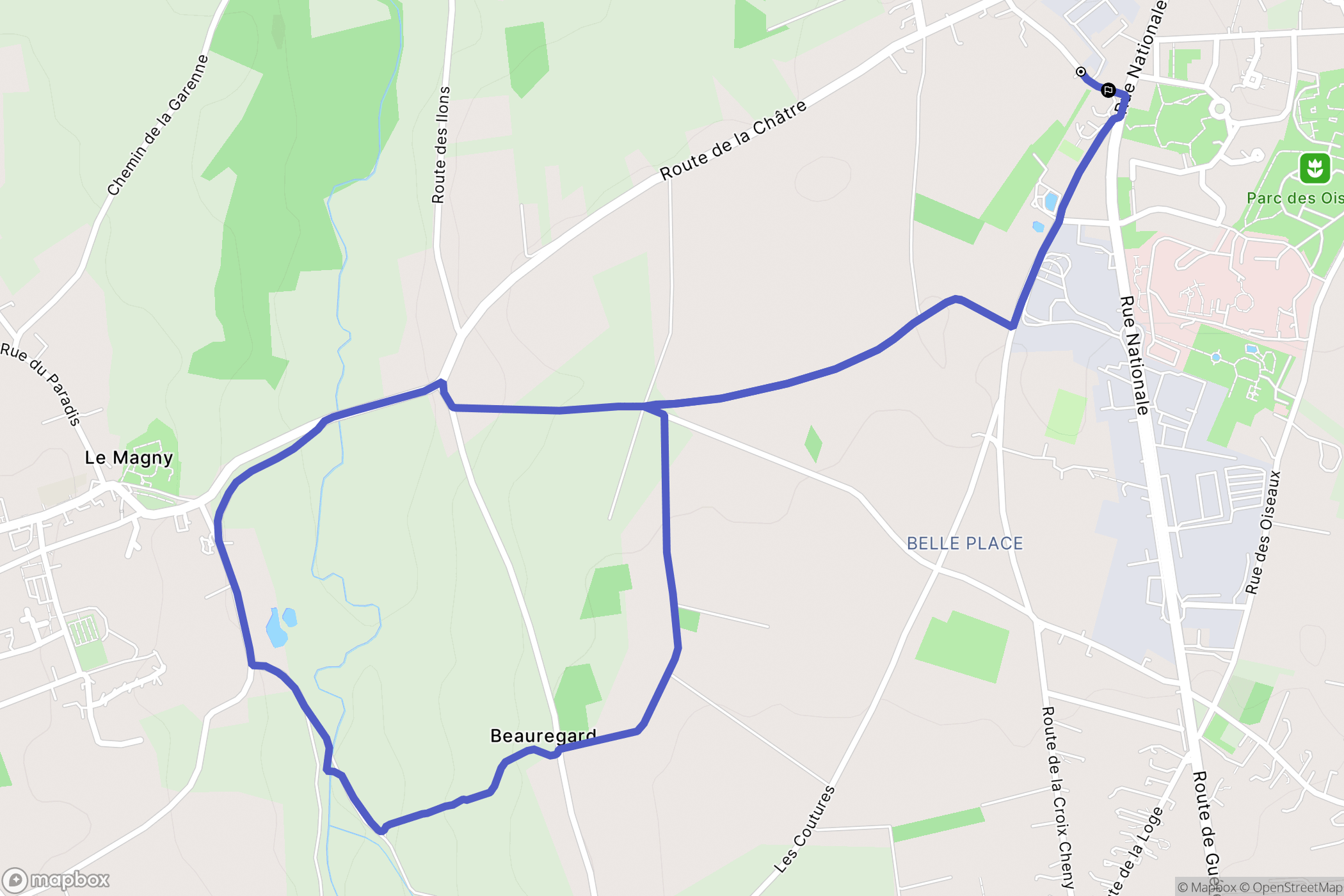 La Châtre : carte du parcours de randonnée - France