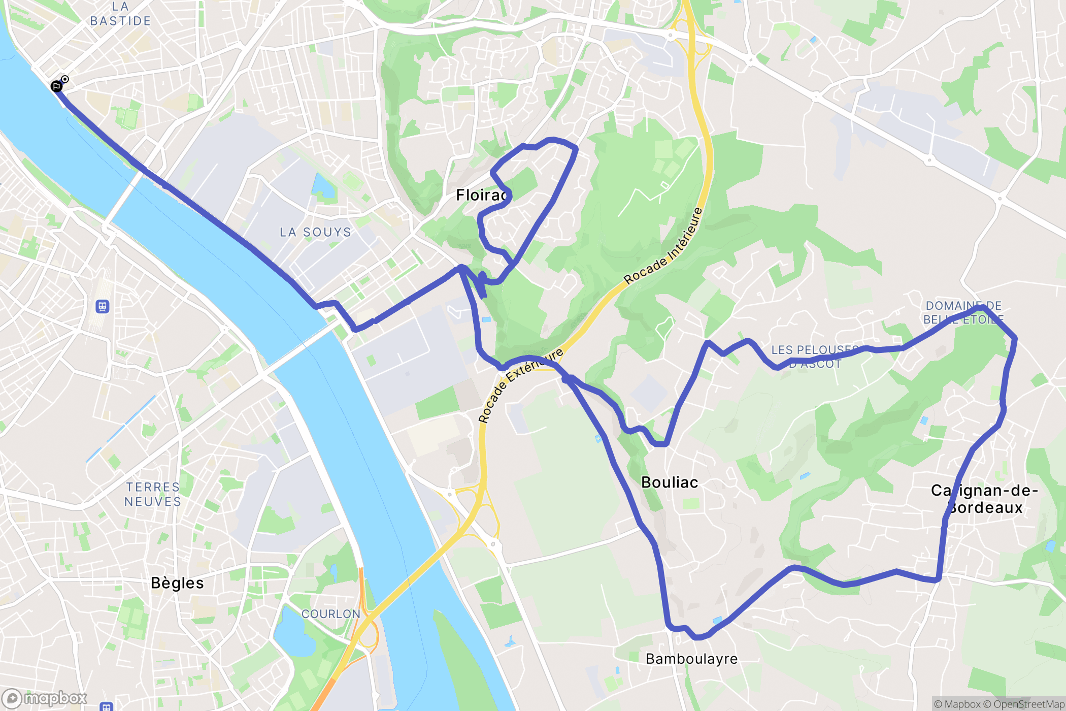 Bordeaux : carte du parcours de randonnée - France
