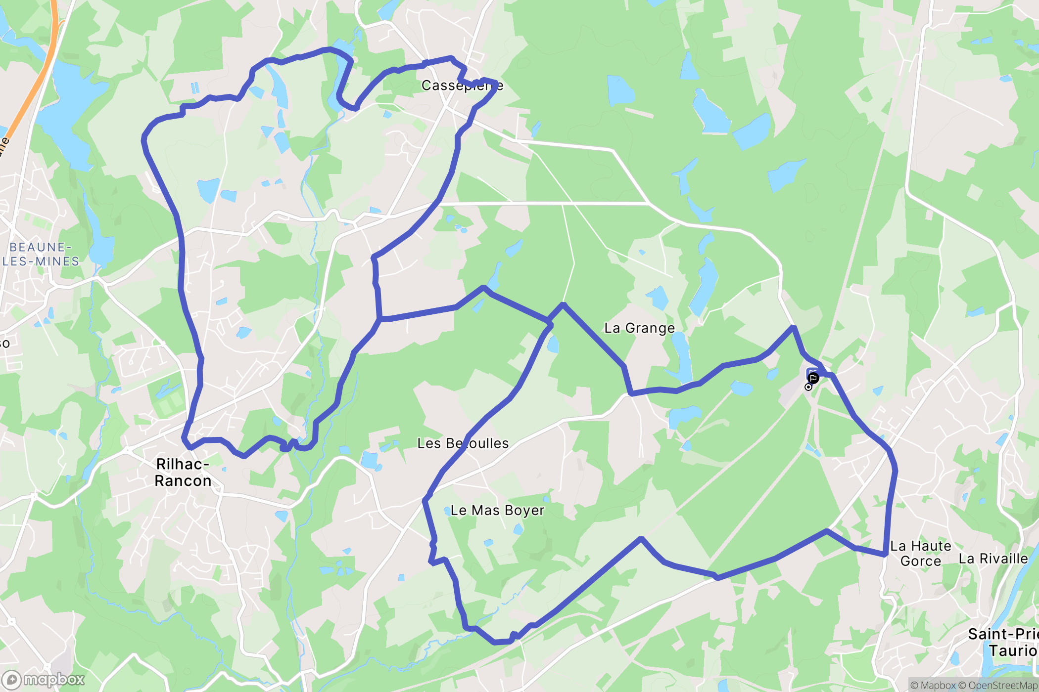 Saint-Priest-Taurion : carte du parcours de randonnée - France