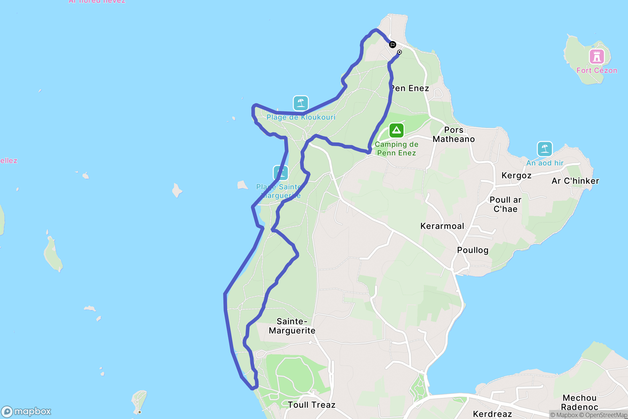 Landéda : carte du parcours de randonnée - France