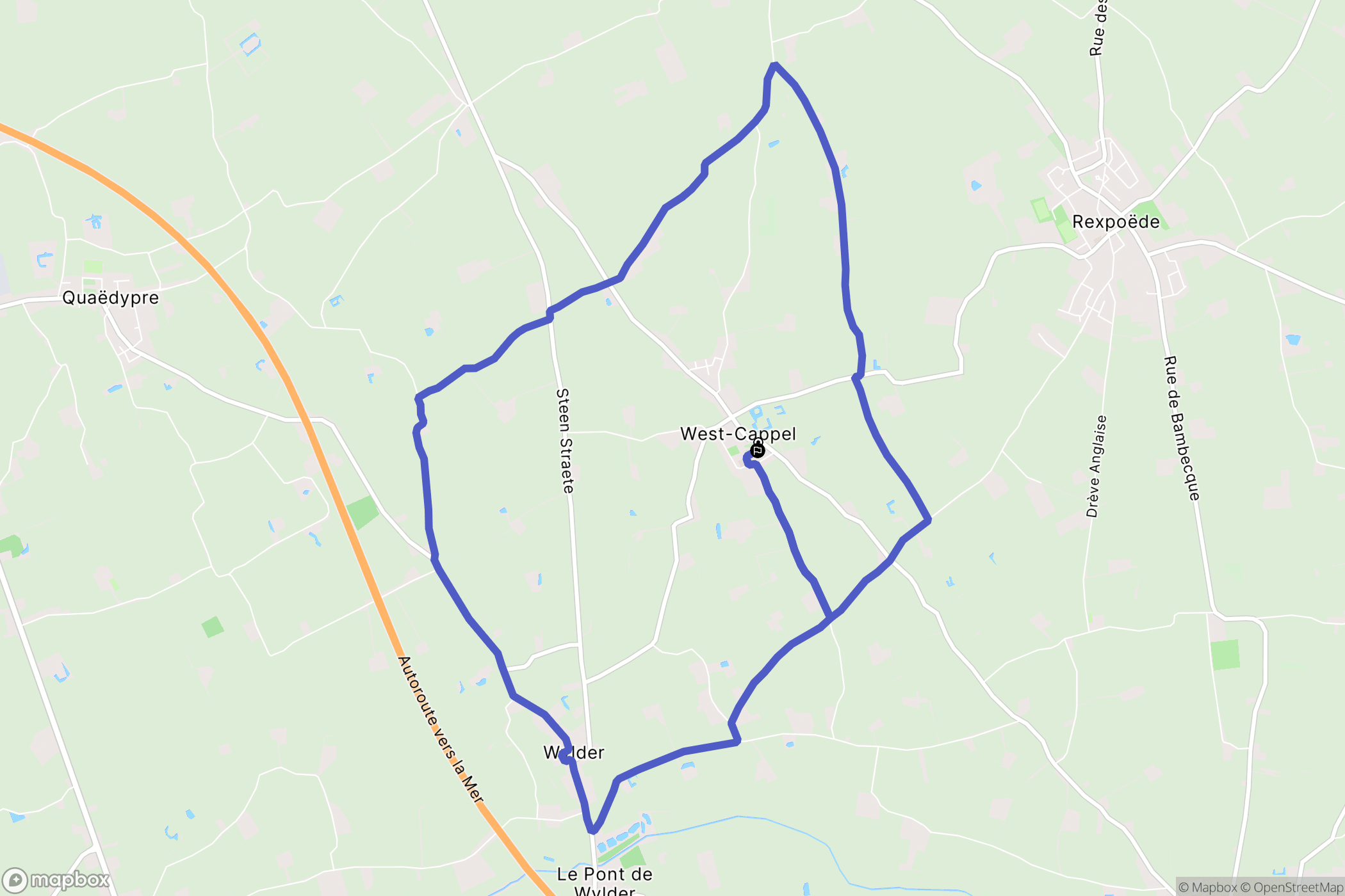 West-Cappel : carte du parcours de randonnée - France
