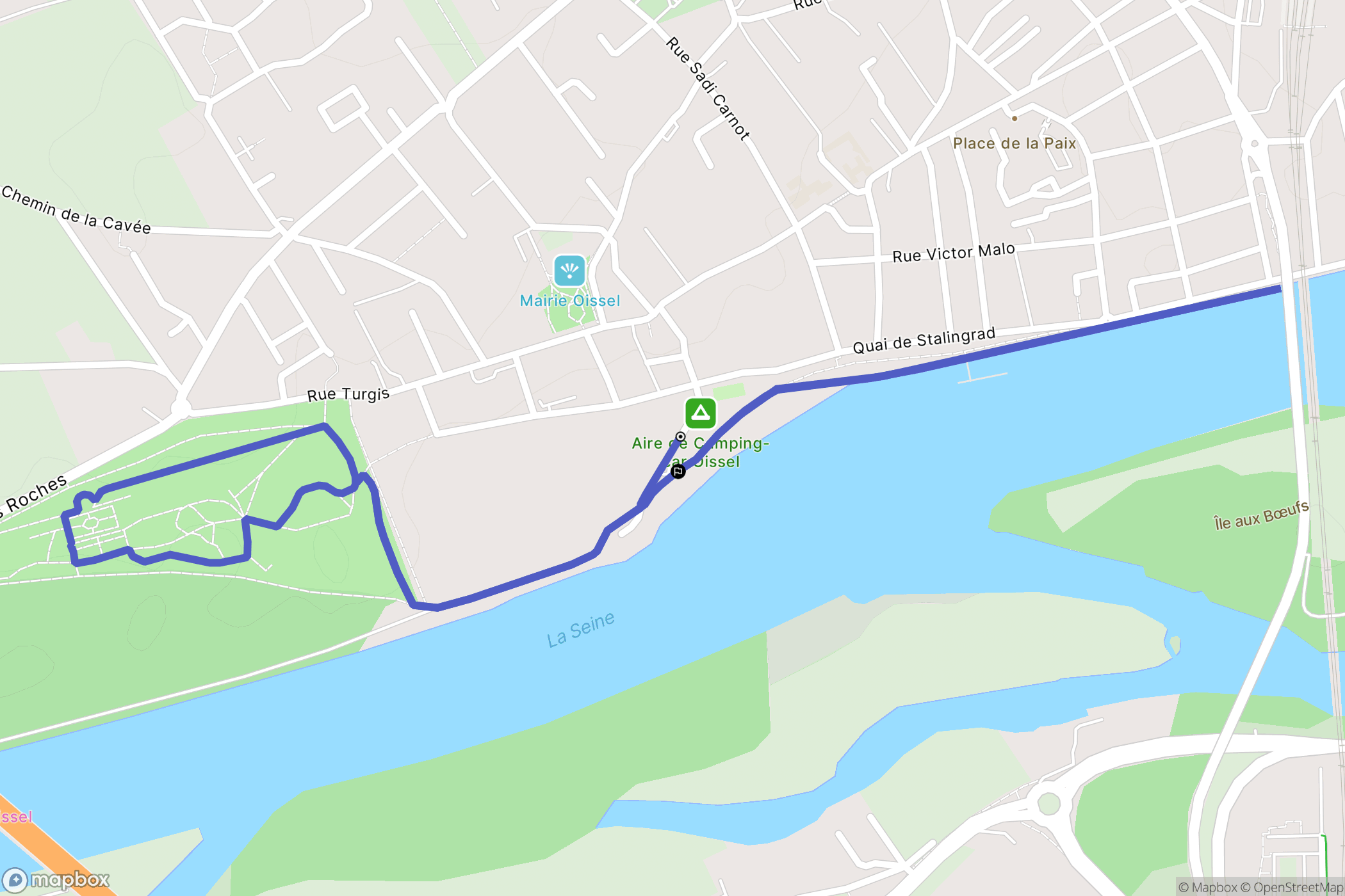 Oissel : carte du parcours de randonnée - France