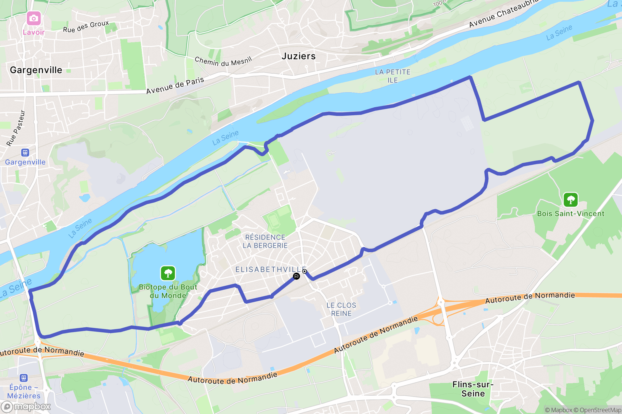 Aubergenville : carte du parcours de randonnée - France
