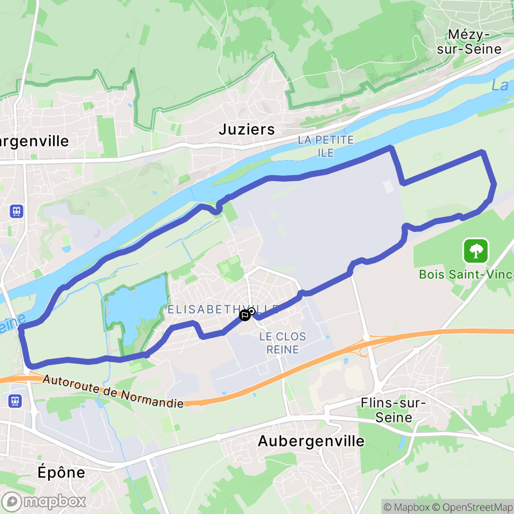Aubergenville : carte du parcours de randonnée - France