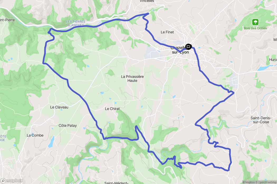 Chazelles-sur-Lyon : carte du parcours de randonnée - France
