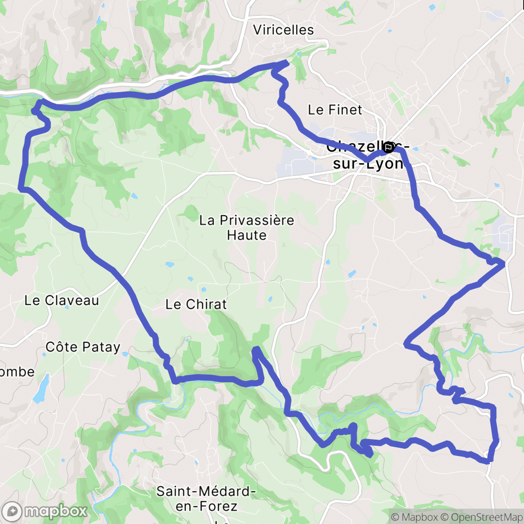 Chazelles-sur-Lyon : carte du parcours de randonnée - France