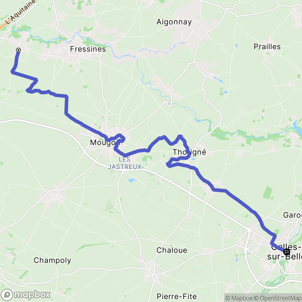 Vouillé : carte du parcours de randonnée - France
