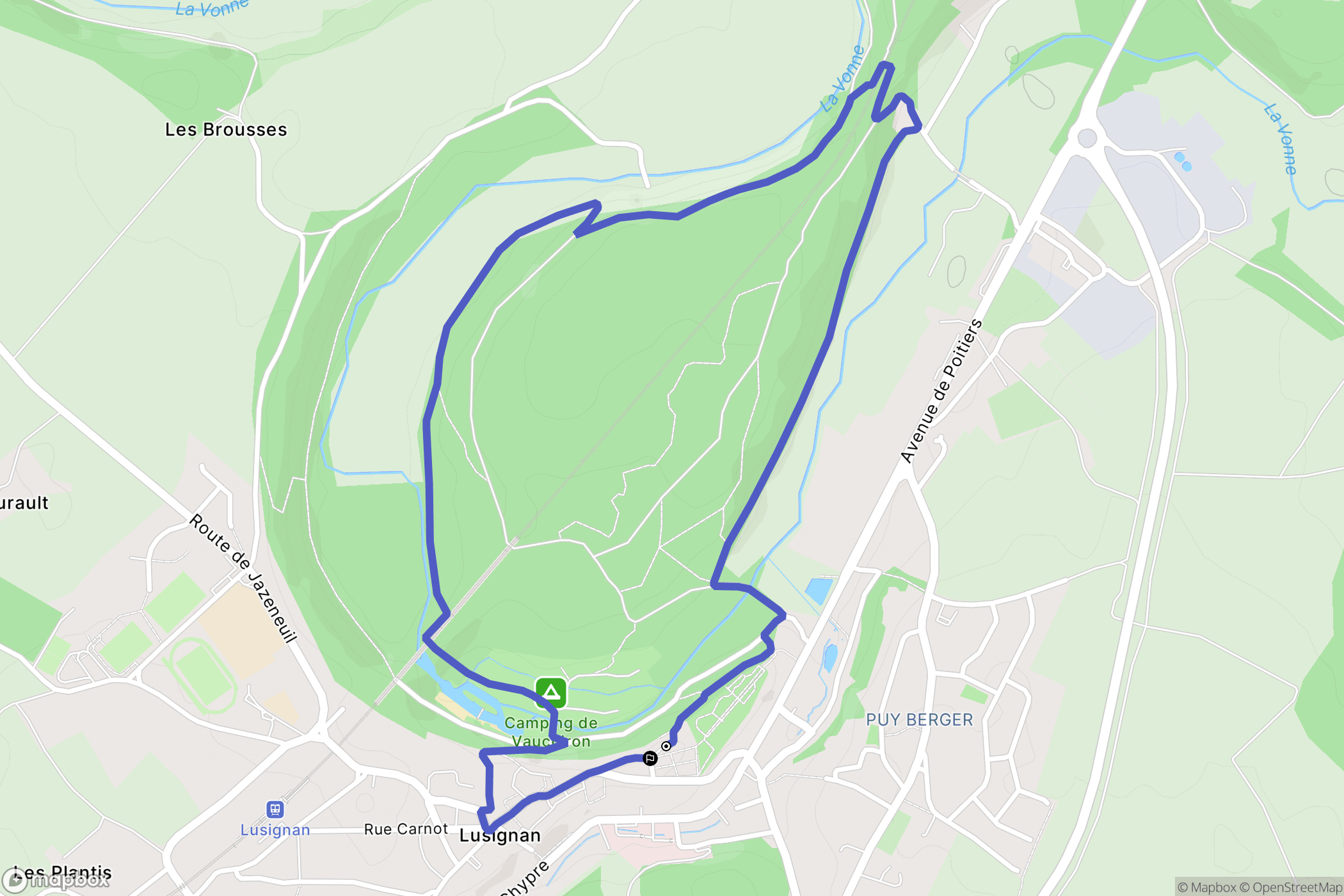 Lusignan : carte du parcours de randonnée - France