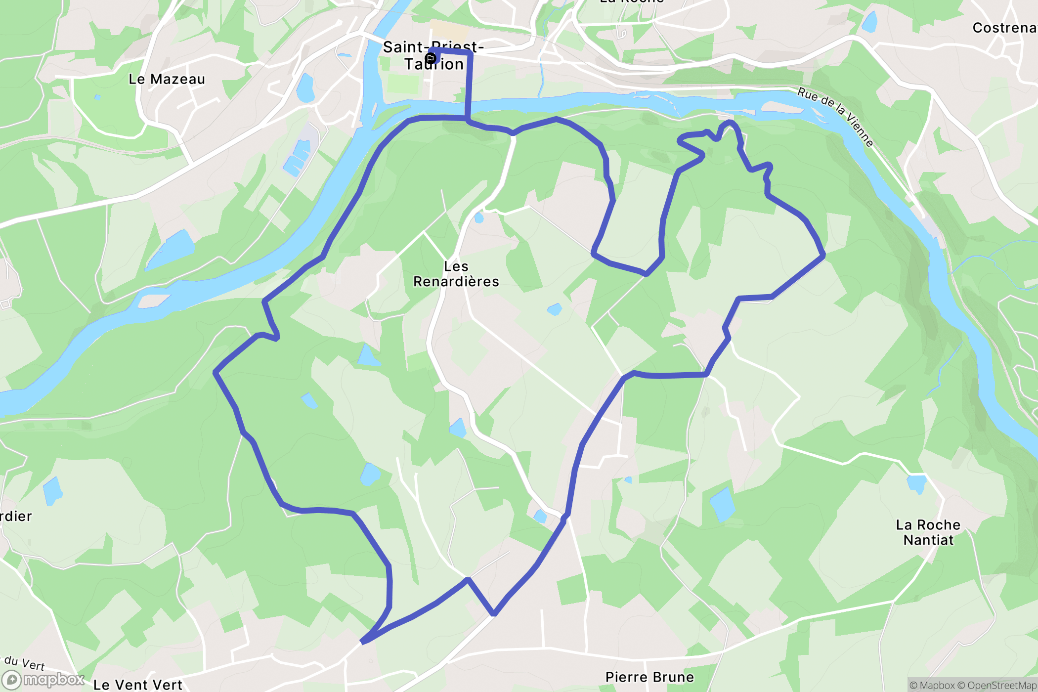 Saint-Priest-Taurion : carte du parcours de randonnée - France