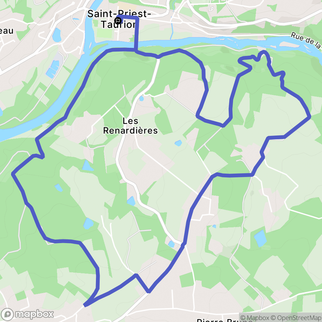 Saint-Priest-Taurion : carte du parcours de randonnée - France