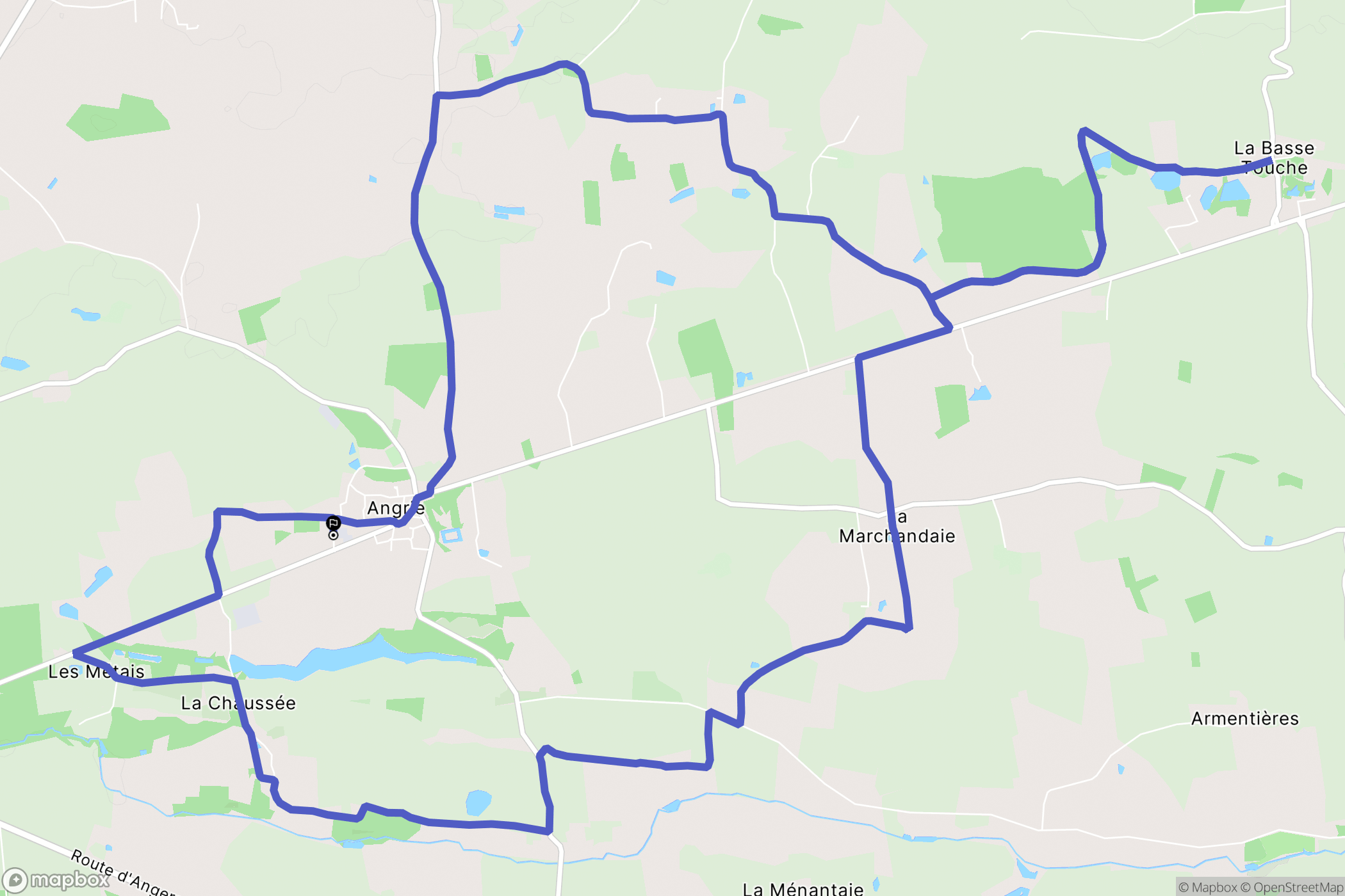 Angrie : carte du parcours de randonnée - France
