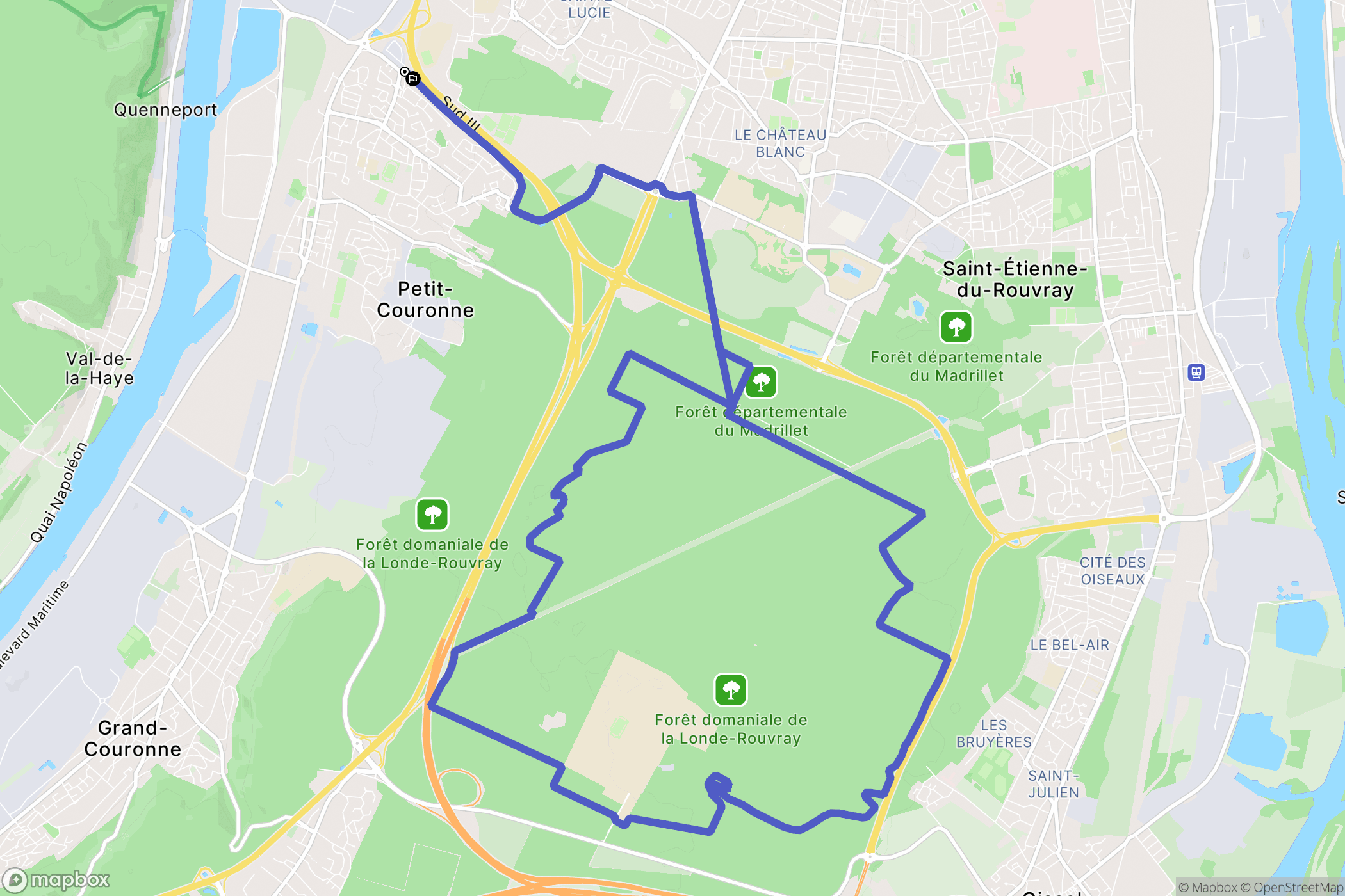 Petit-Couronne : carte du parcours de randonnée - France