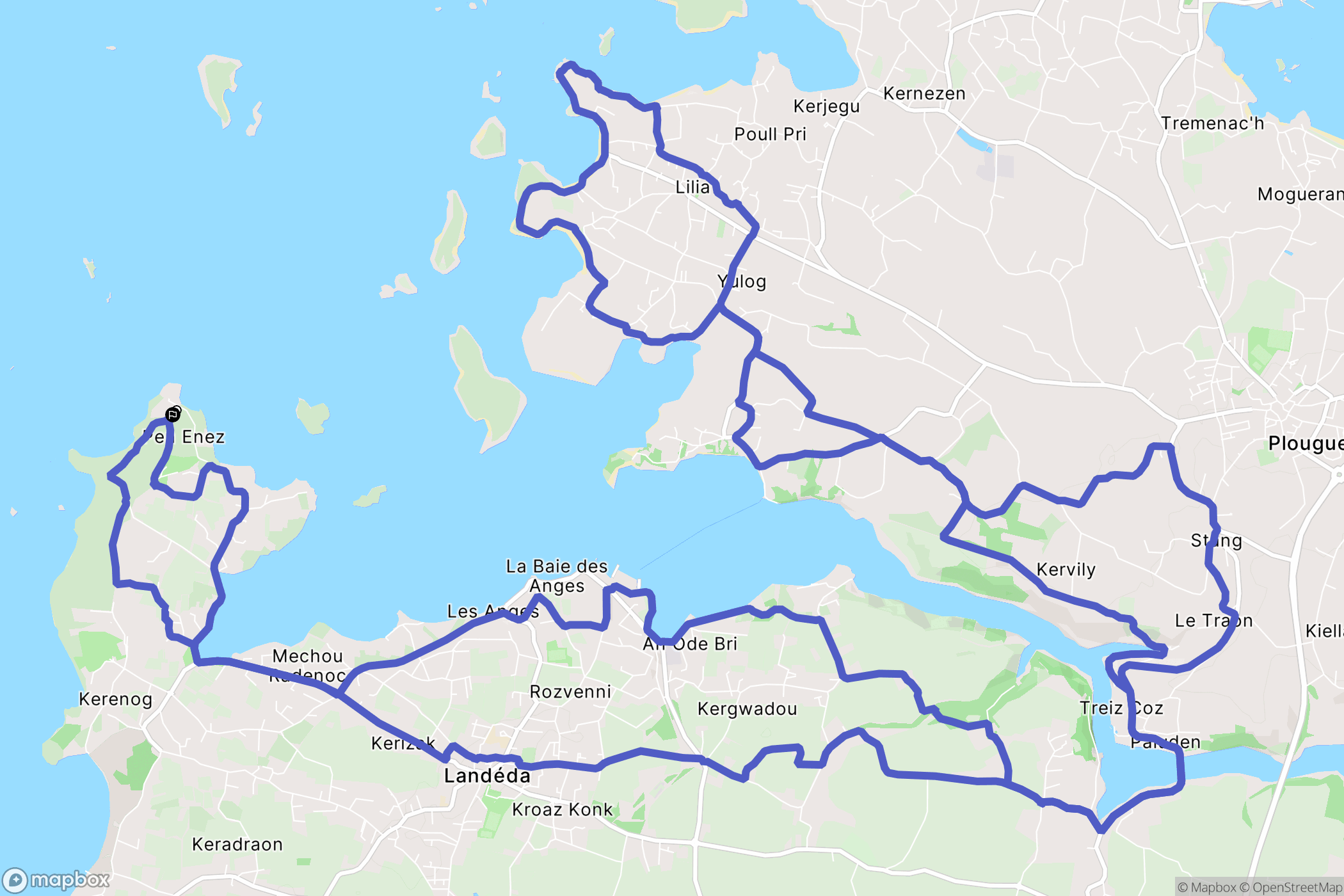 Landéda : carte du parcours de randonnée - France