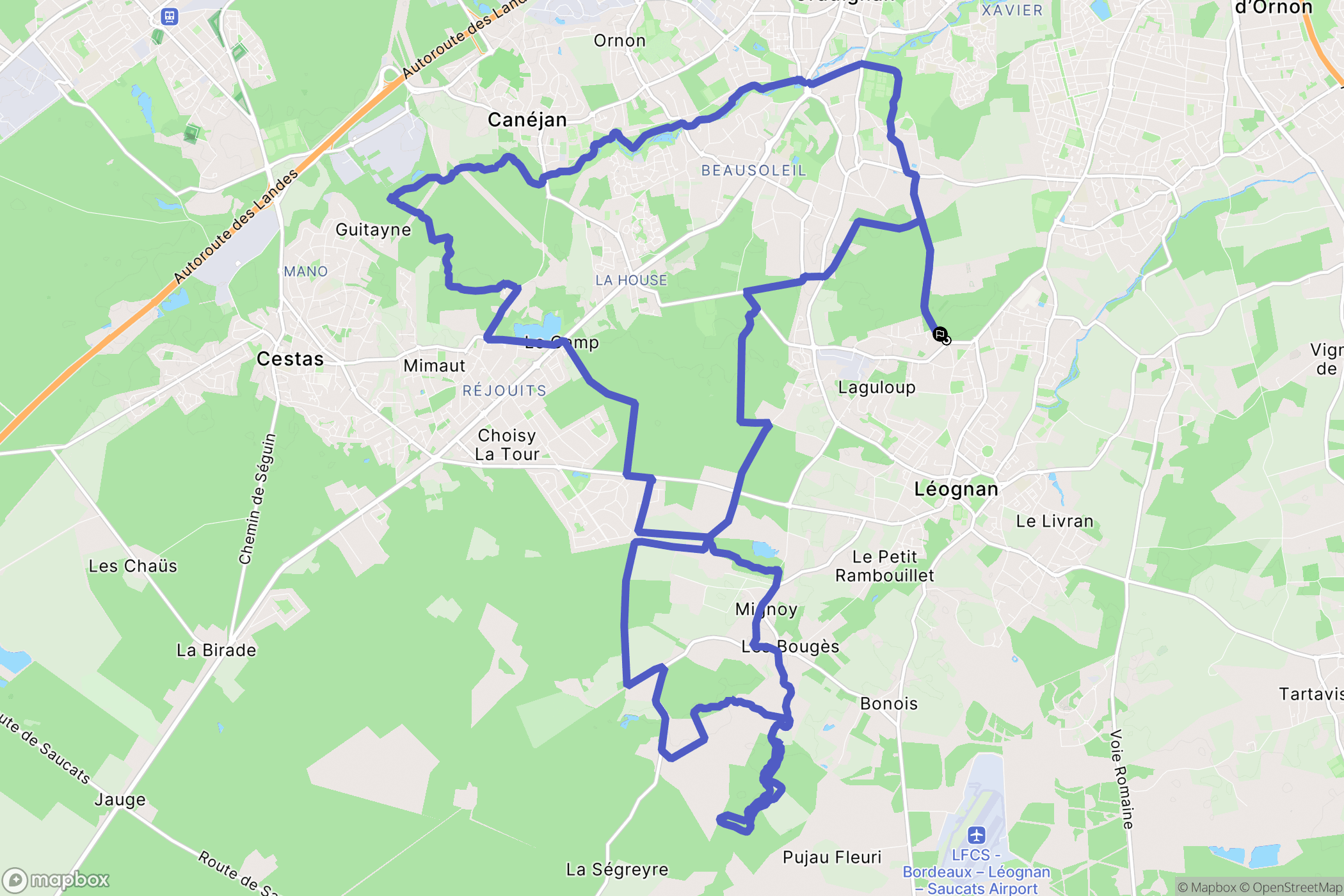 Léognan : carte du parcours de randonnée - France