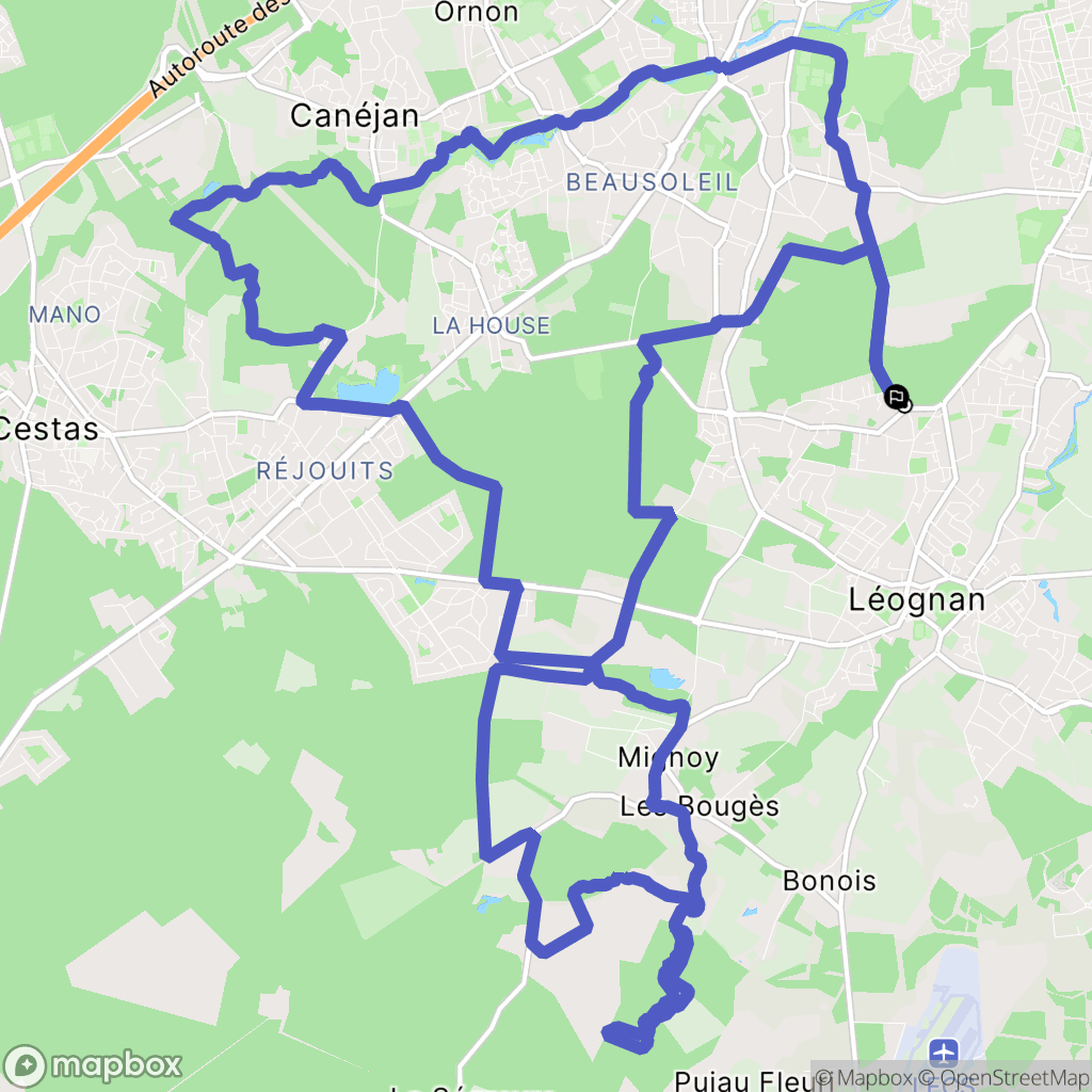 Léognan : carte du parcours de randonnée - France