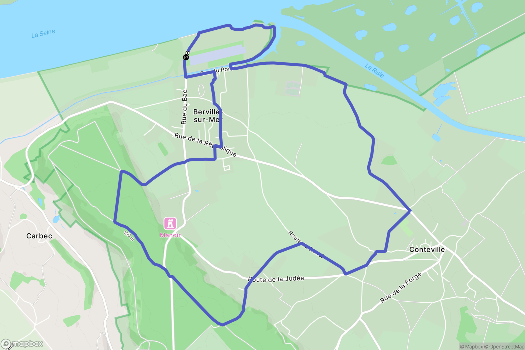 Berville-sur-Mer : carte du parcours de randonnée - France