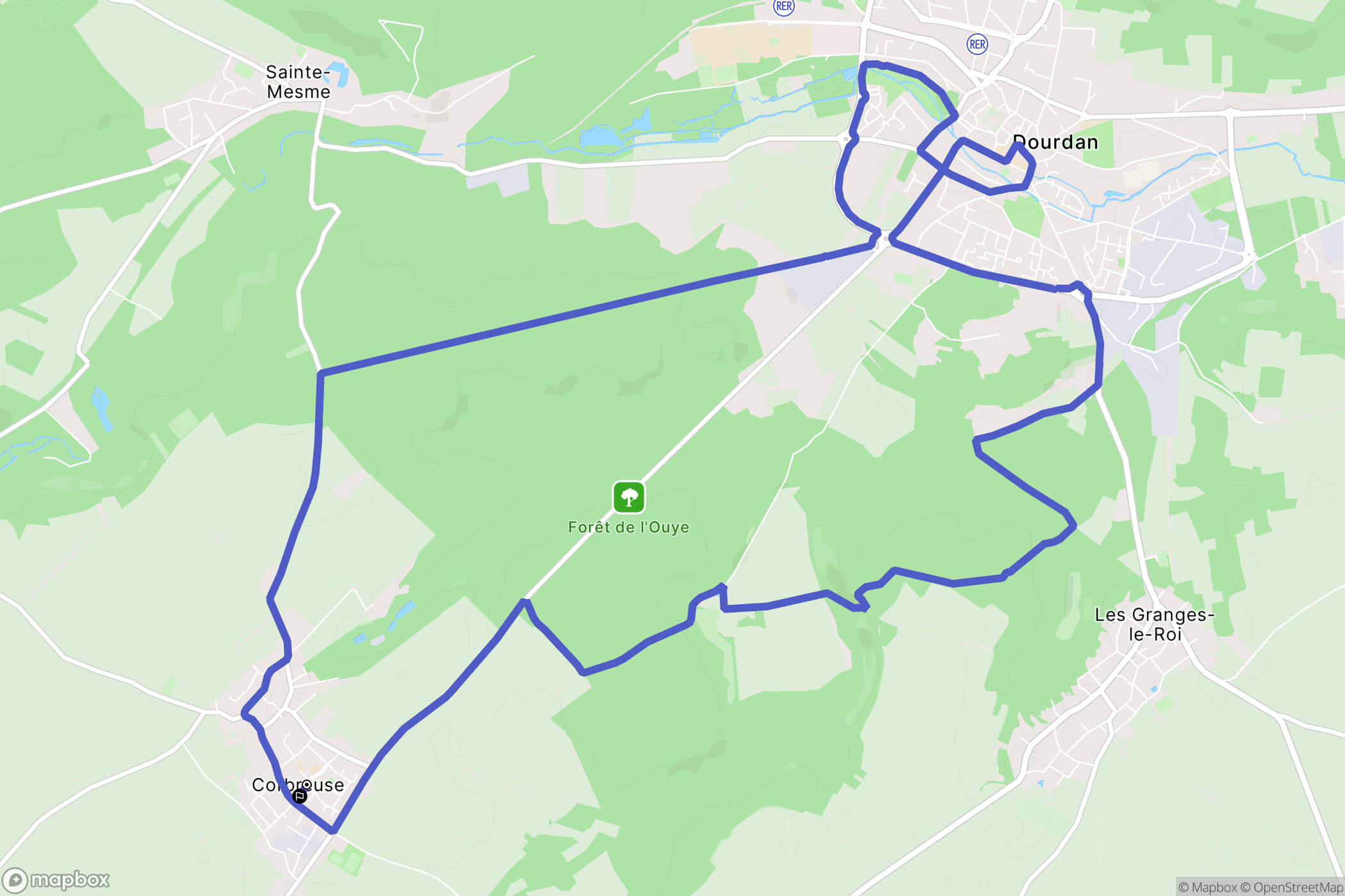 Corbreuse : carte du parcours de randonnée - France