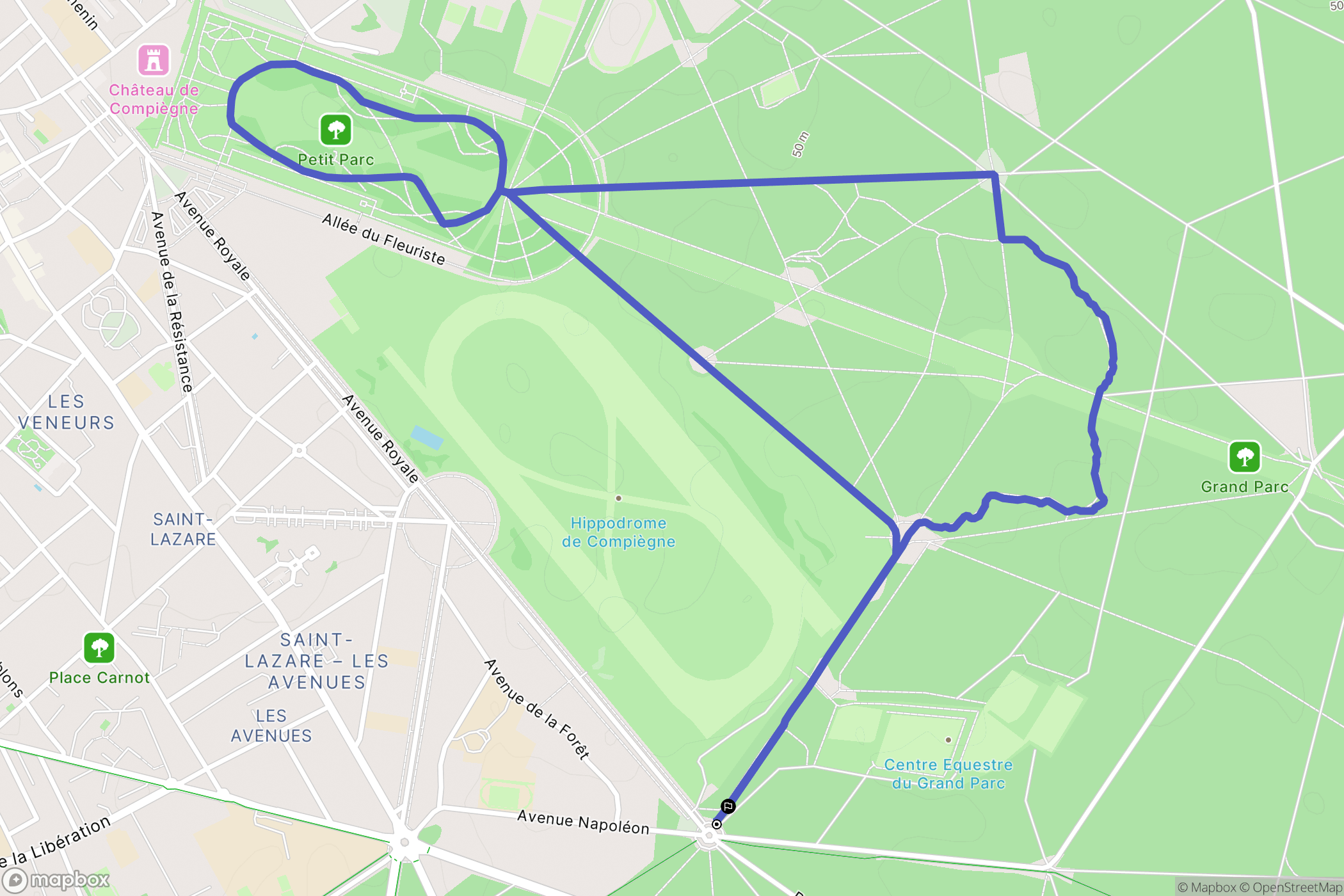 Compiègne : carte du parcours de randonnée - France