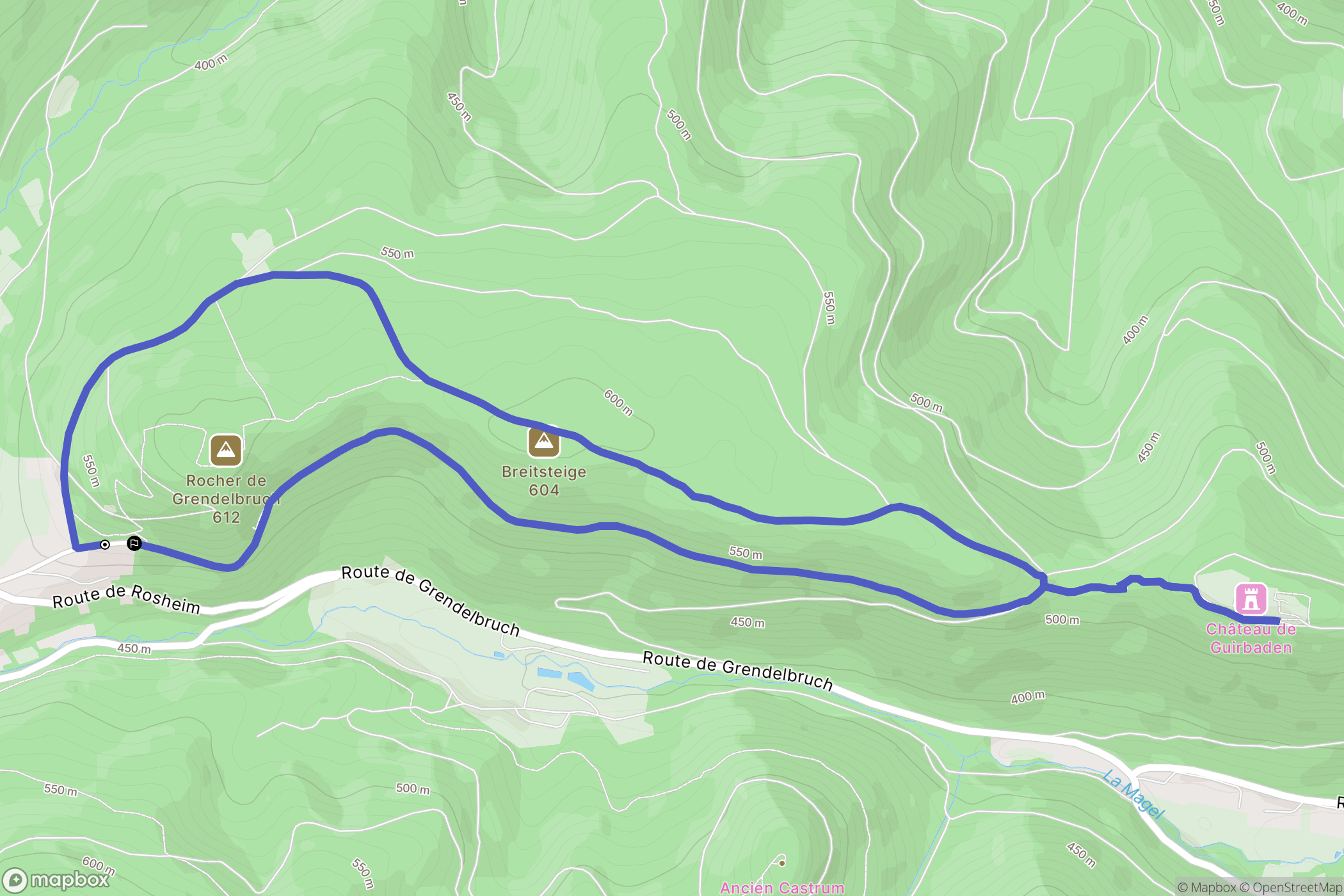 Grendelbruch : carte du parcours de randonnée - France