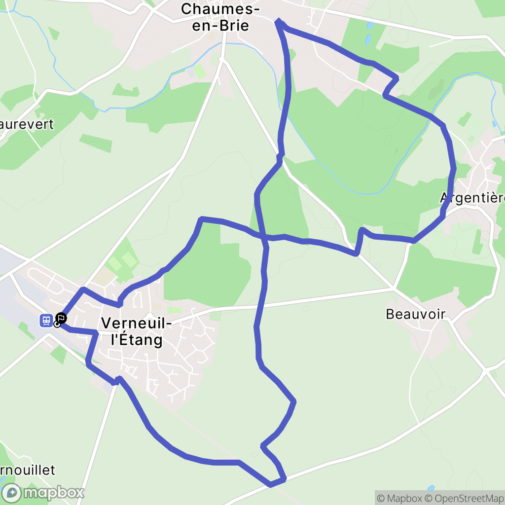 Verneuil-l'Étang : carte du parcours de randonnée - France