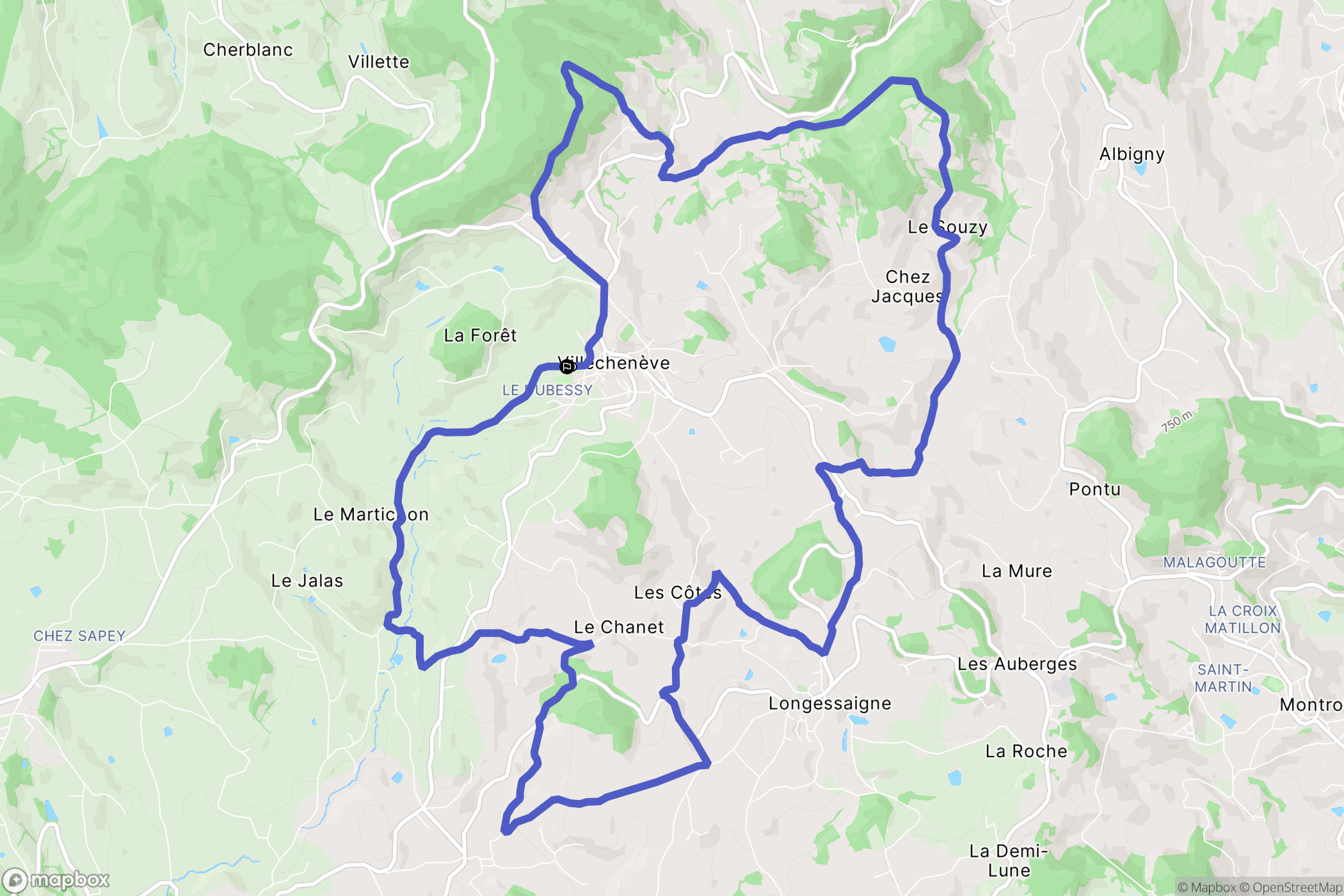 Villechenève : carte du parcours de randonnée - France