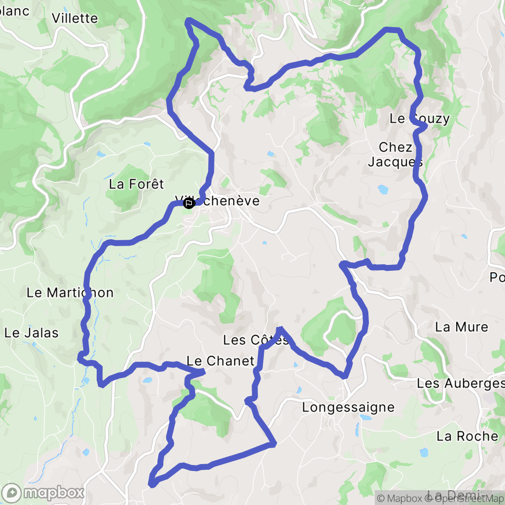 Villechenève : carte du parcours de randonnée - France
