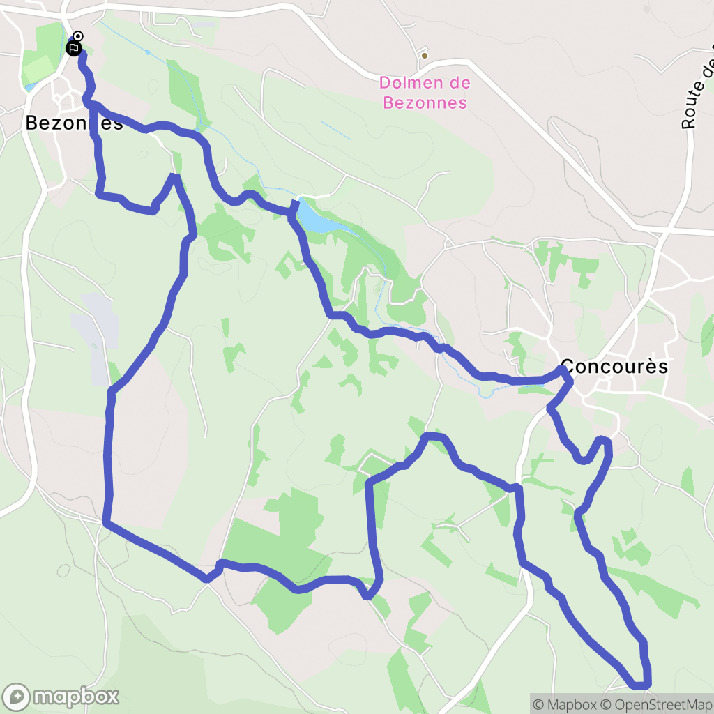 Rodelle : carte du parcours de randonnée - France