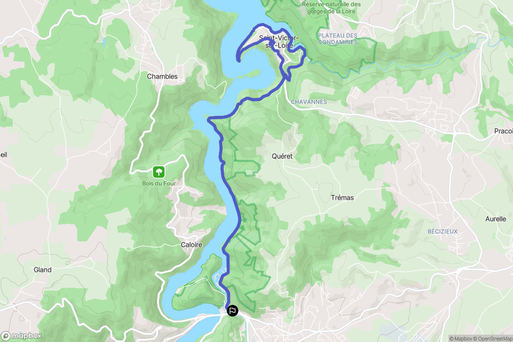 Unieux : carte du parcours de randonnée - France