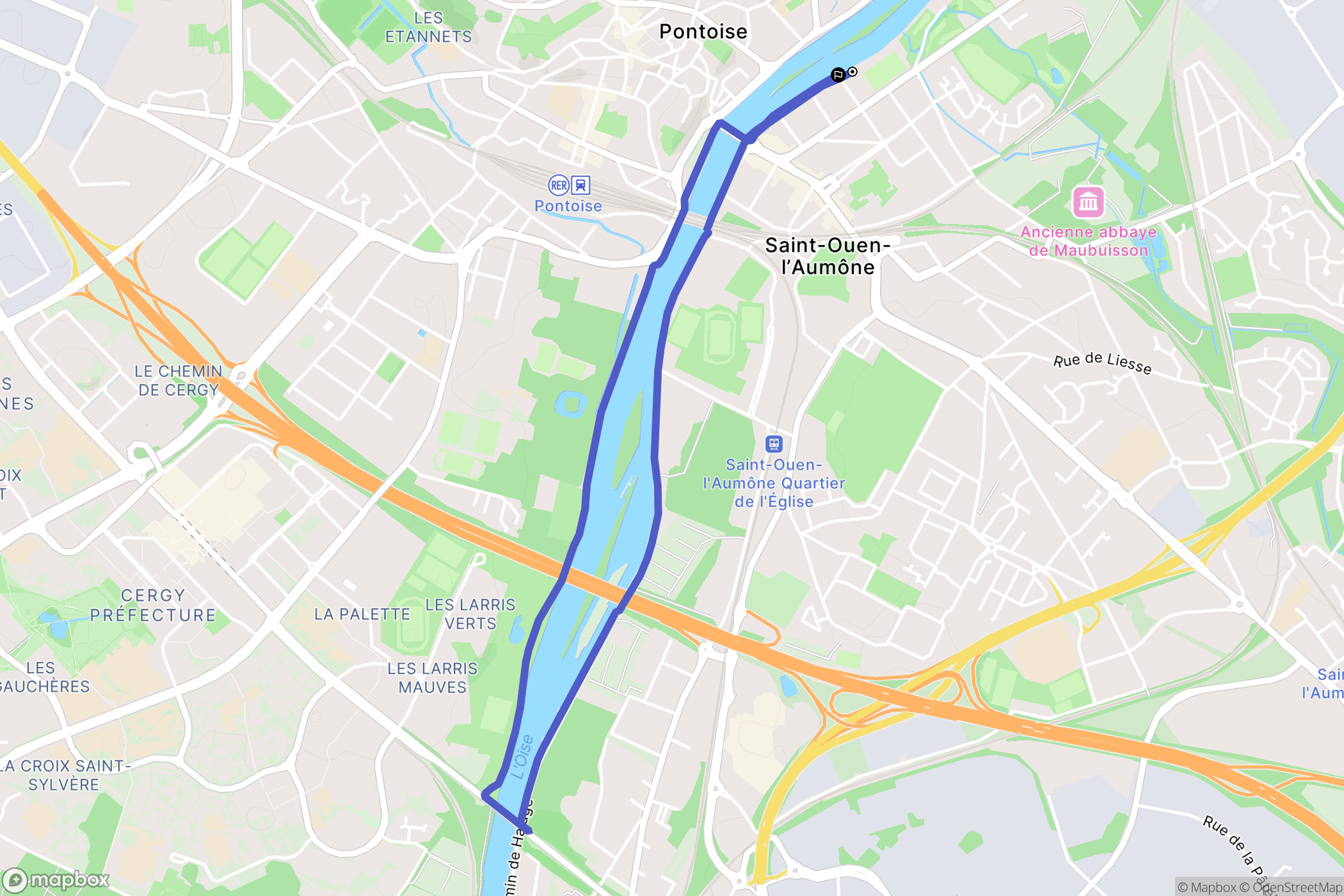 Saint-Ouen-l'Aumône : carte du parcours de randonnée - France