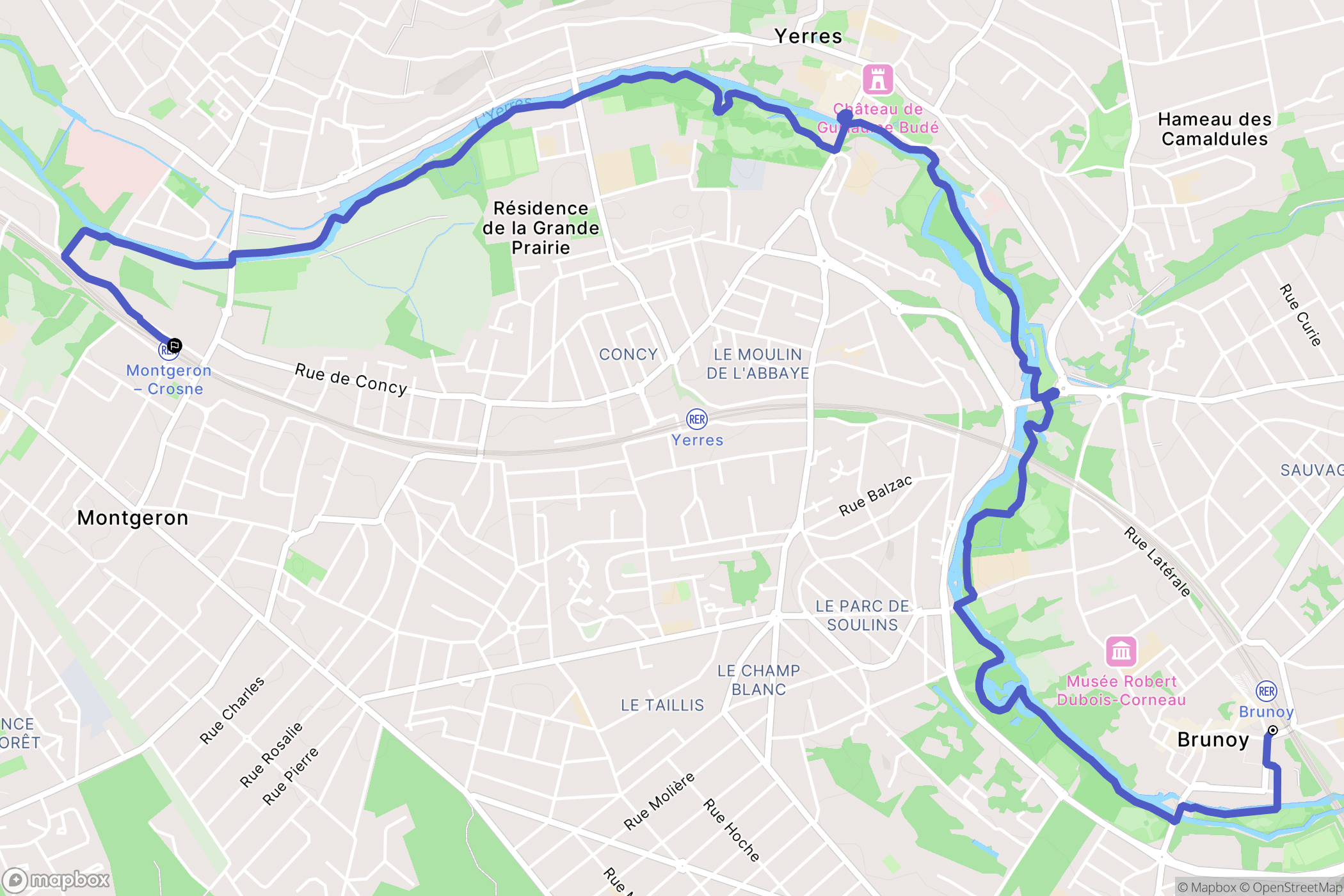 Brunoy : carte du parcours de randonnée - France