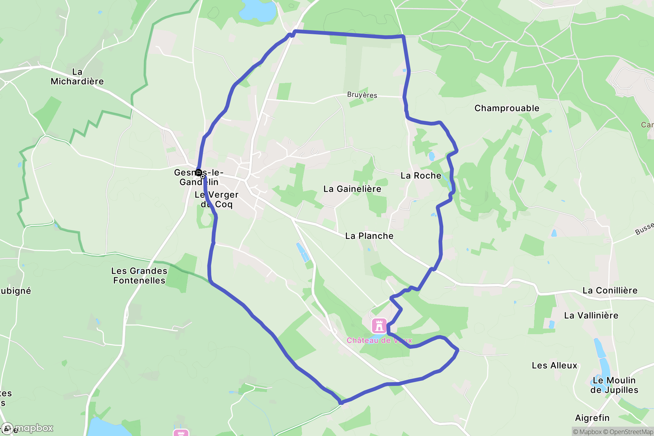 Gesnes-le-Gandelin : carte du parcours de randonnée - France