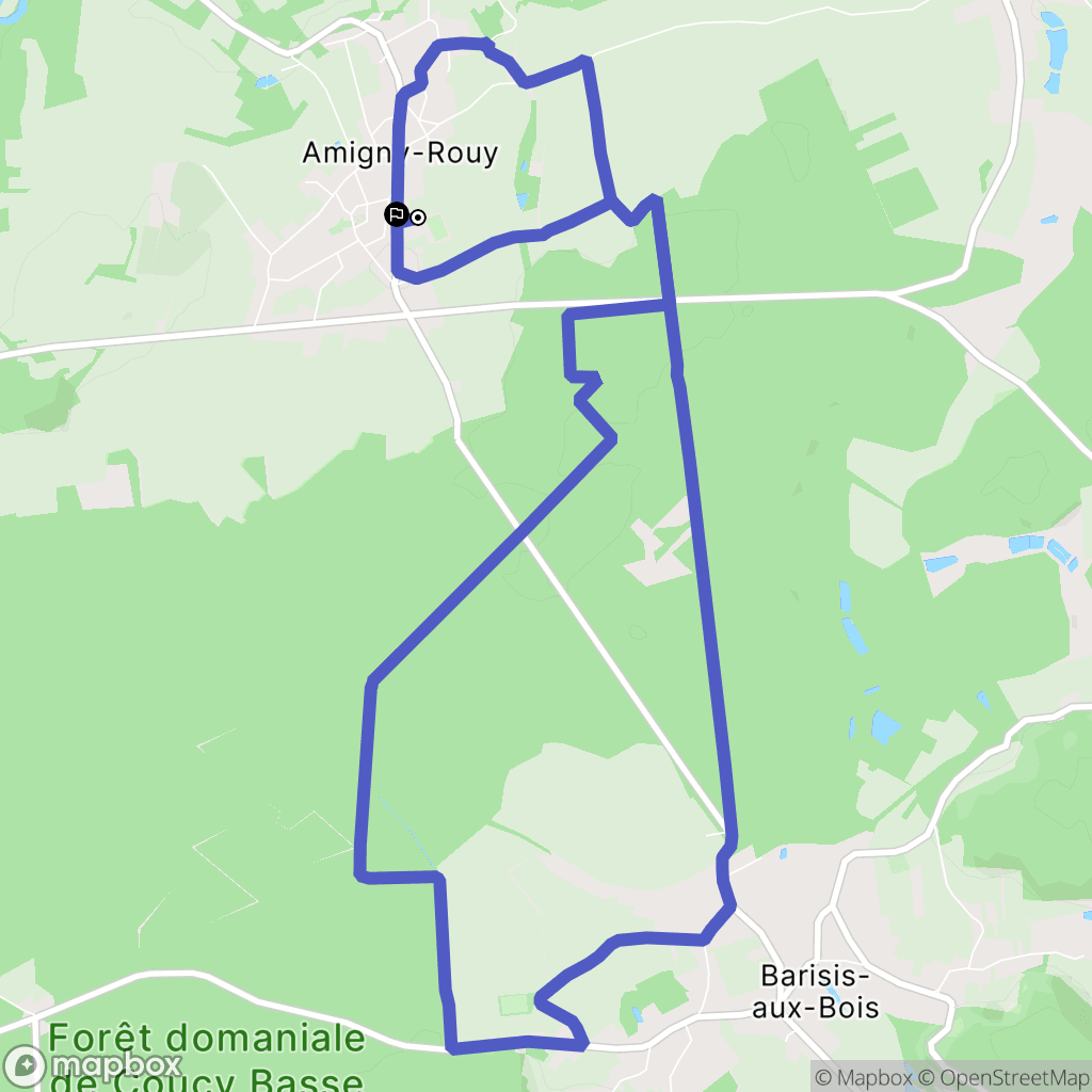 Amigny-Rouy : carte du parcours de randonnée - France