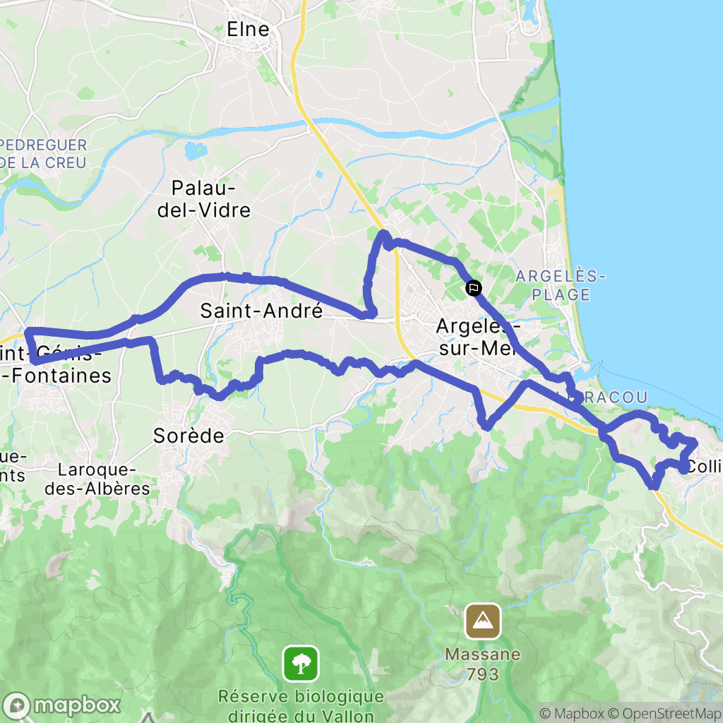 Argelès-sur-Mer : carte du parcours de randonnée - France