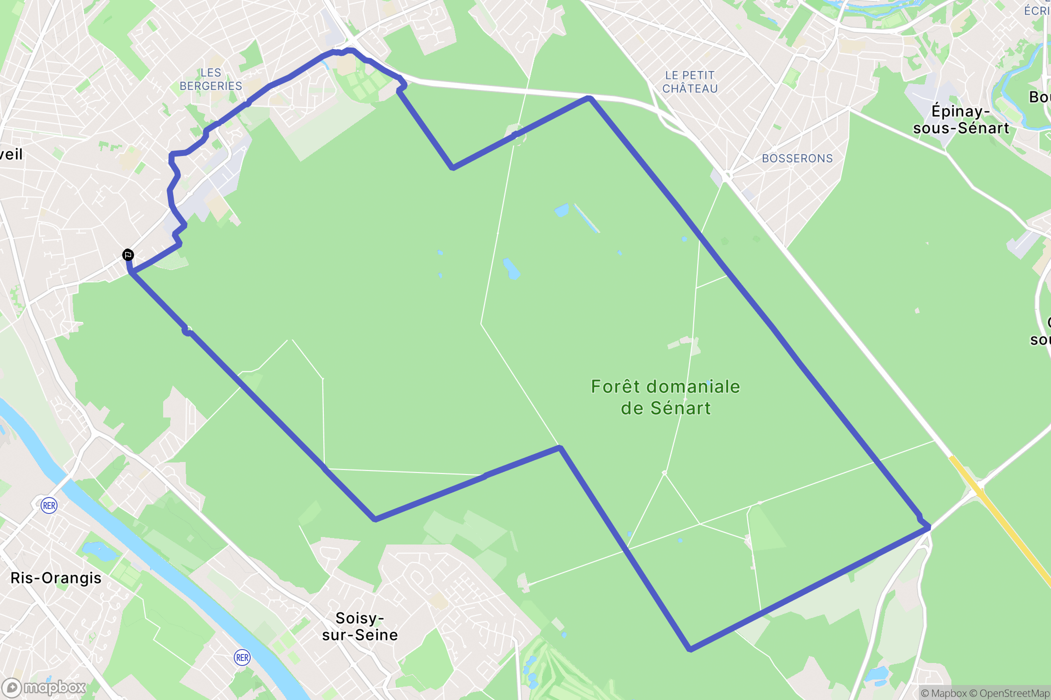 Draveil : carte du parcours de randonnée - France