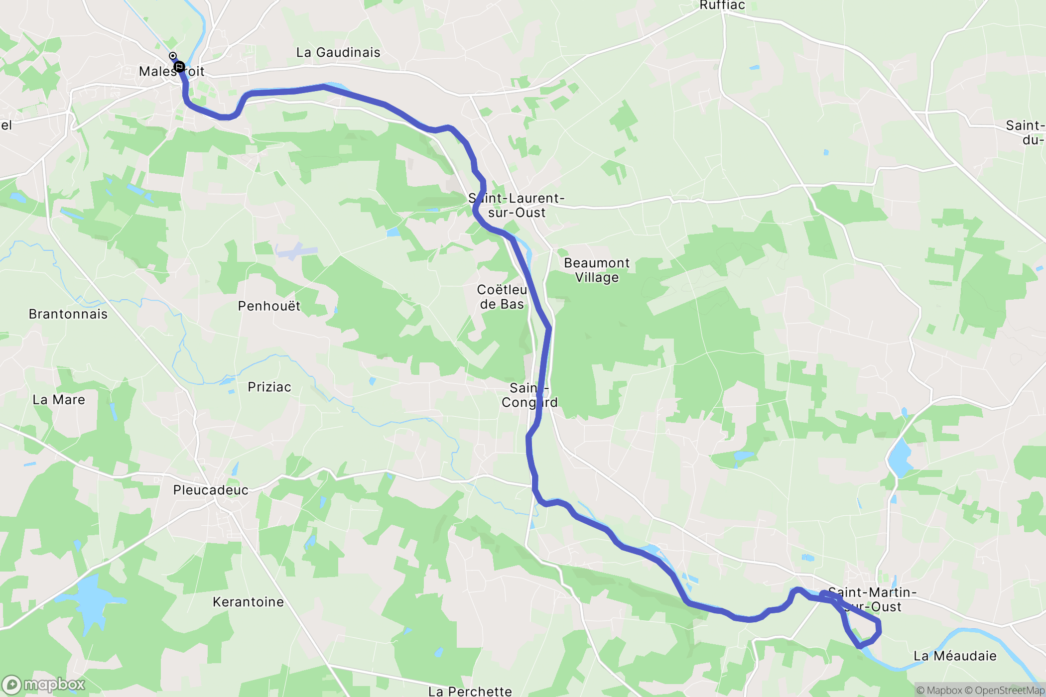 Malestroit : carte du parcours de randonnée - France